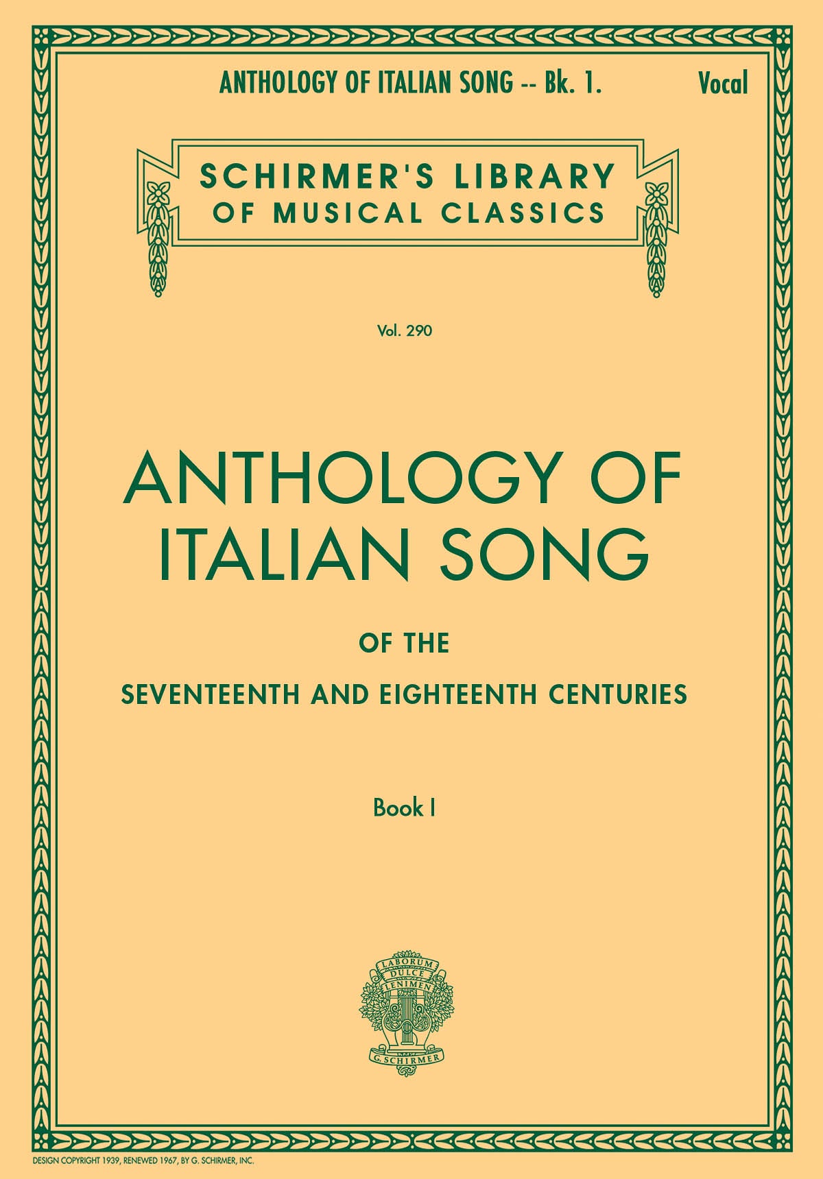 17・18世紀のイタリア歌曲集 第1巻／Anthology of Italian Song of the