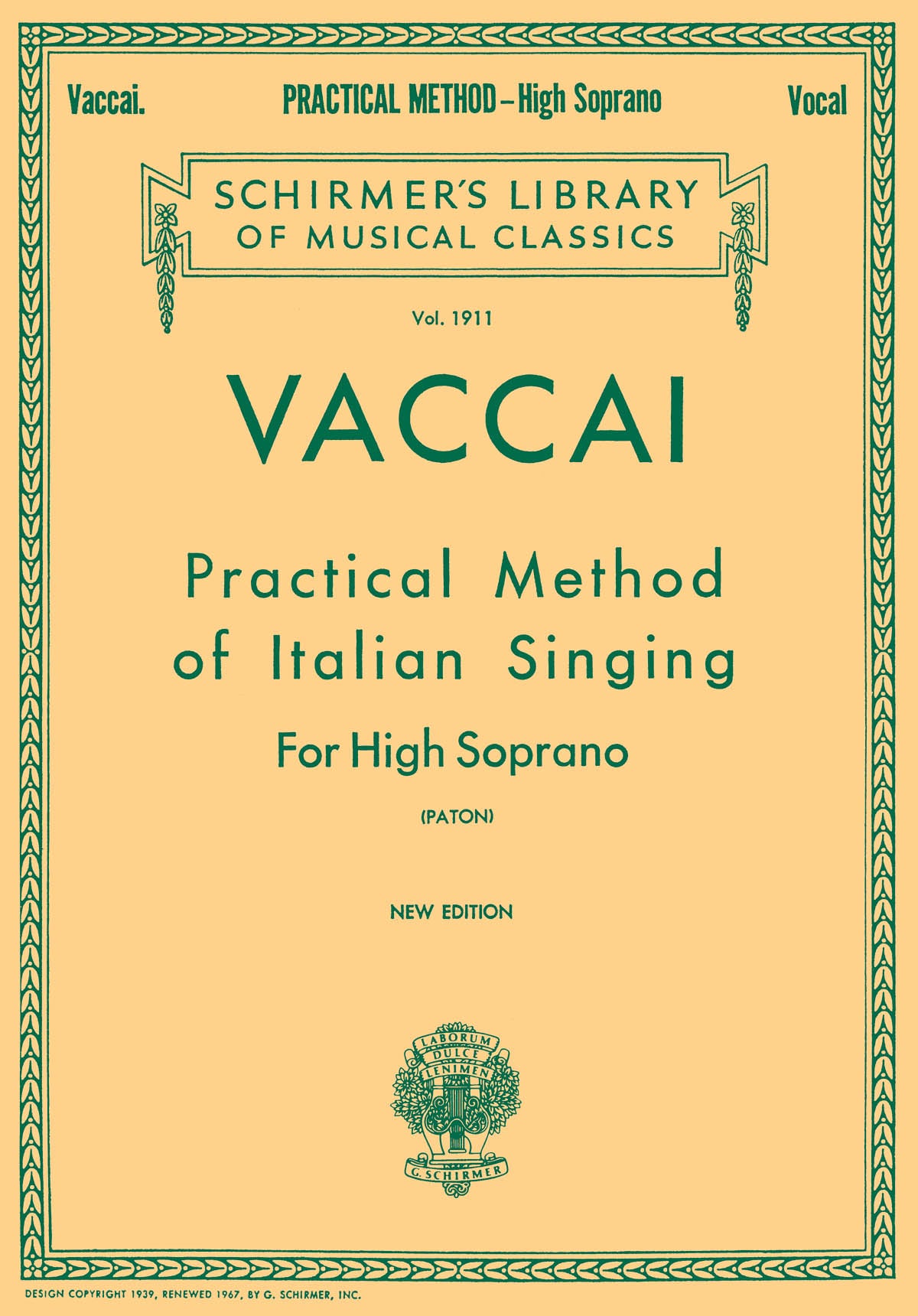 ヴァッカイ声楽教本（ハイソプラノ）／Practical Method of Italian