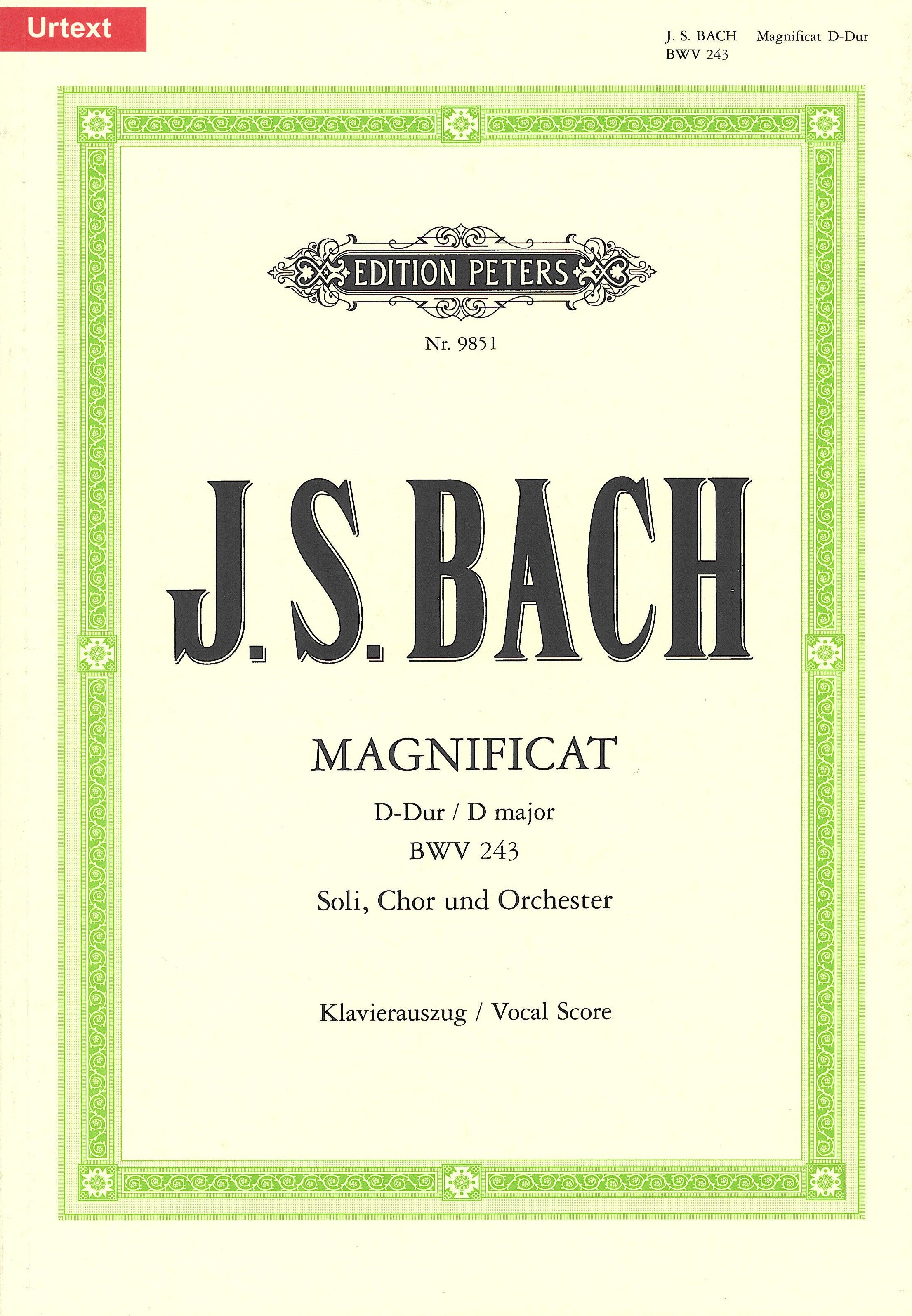 バッハBach／Magnificat マニフィカト ニ長調 BWV 243／Magnificat BWV 243 (Vocal Score