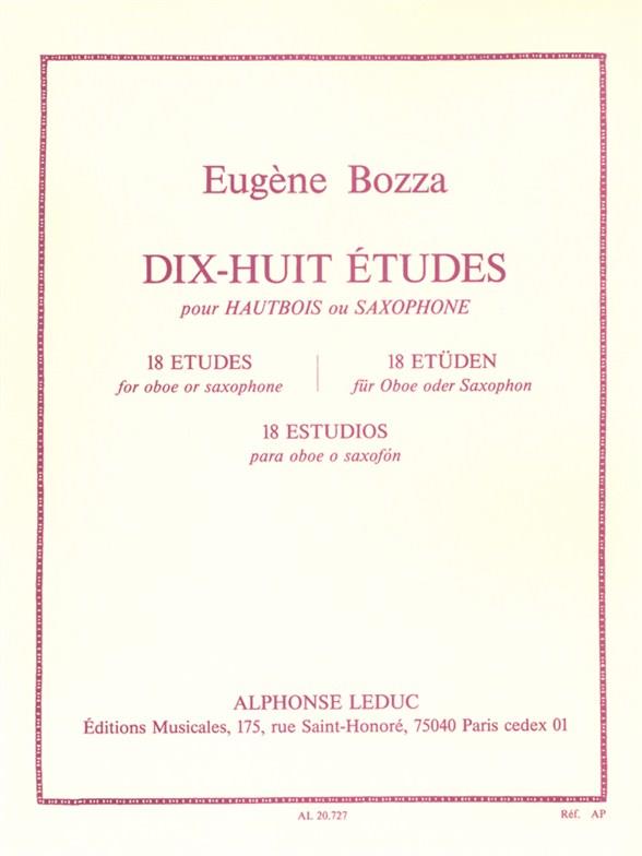ボザ：18の練習曲（オーボエ,サックス）／Dix-Huit Etudes (Oboe or