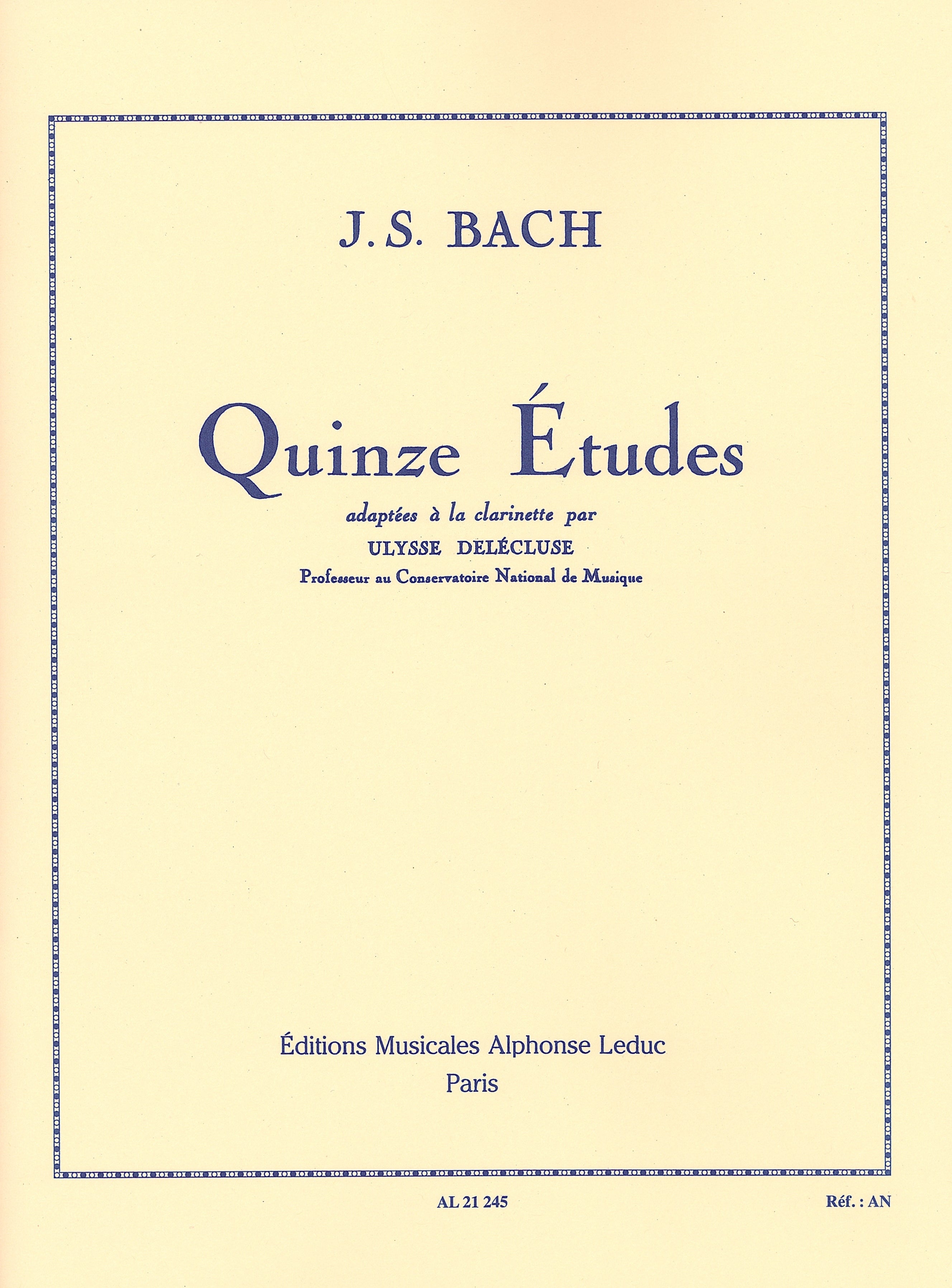 J.S.バッハ：15の練習曲（クラリネット）／Quinze Etudes - Johann