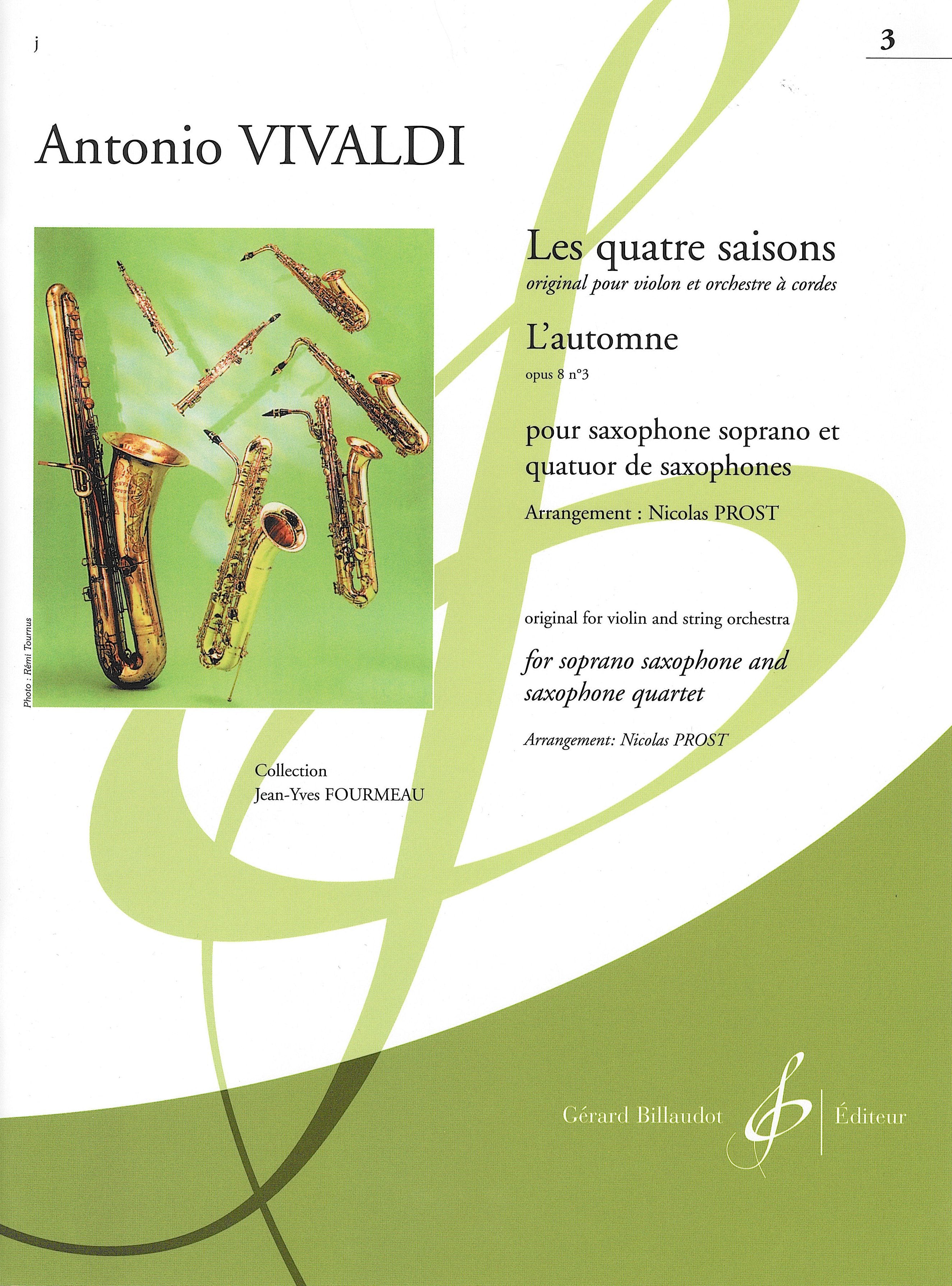 四季より「秋」（サックス5重奏）／L'Automne (Les Quatre Saisons Op