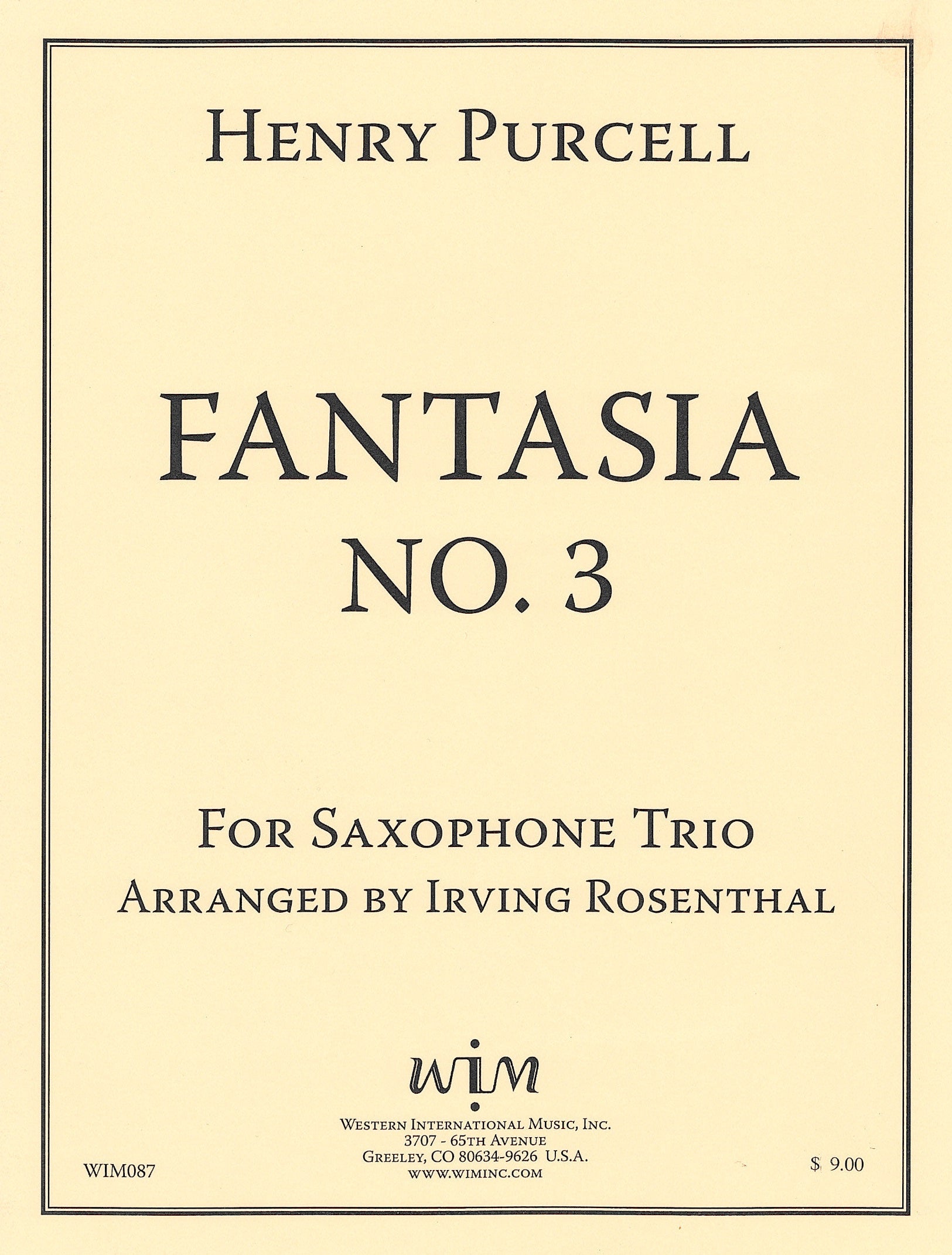 幻想曲 第3番 ファンタジア No. 3（サックス3重奏）／Fantasia