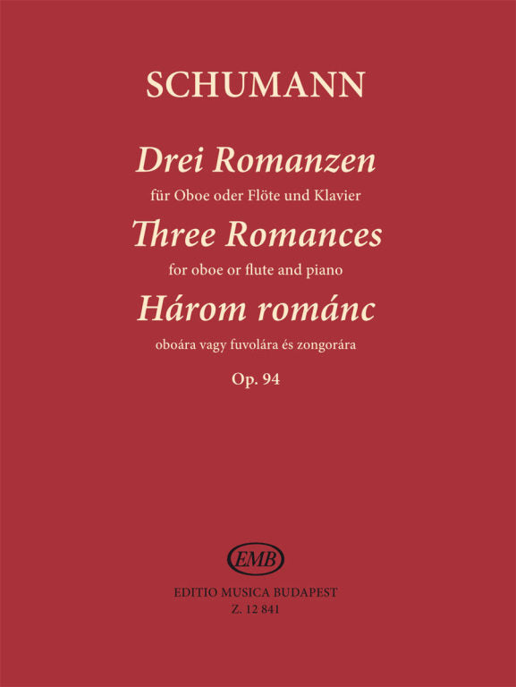 3つのロマンス 作品94（オーボエソロ）／Three Romances (Oboe or