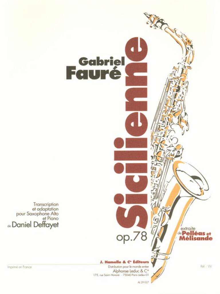 シシリエンヌ Op.78（アルトサックスソロ）／Sicilienne Op. 78 (A.Sax