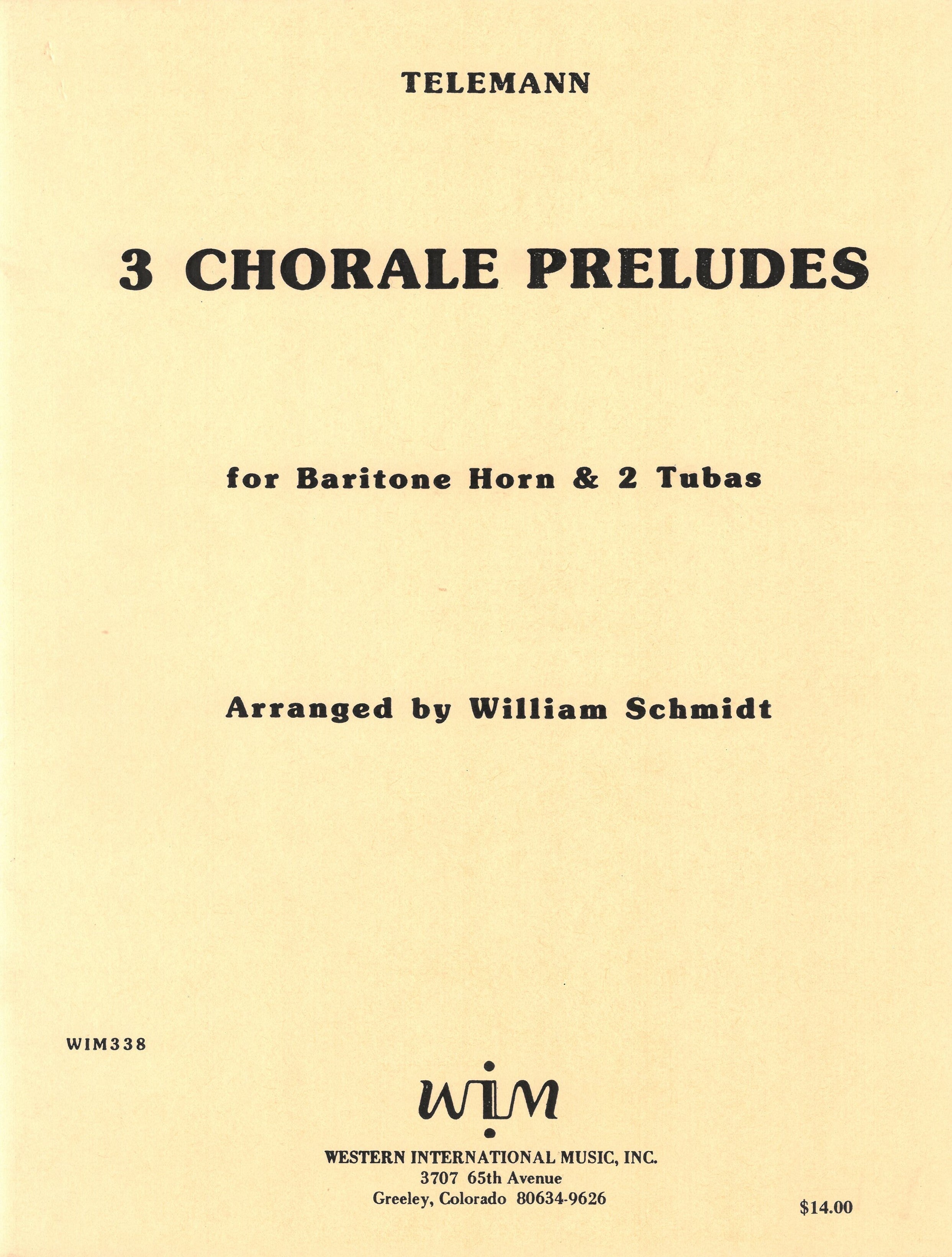 3つのコラール前奏曲（バリ・チューバ3重奏）／Three Chorale Preludes