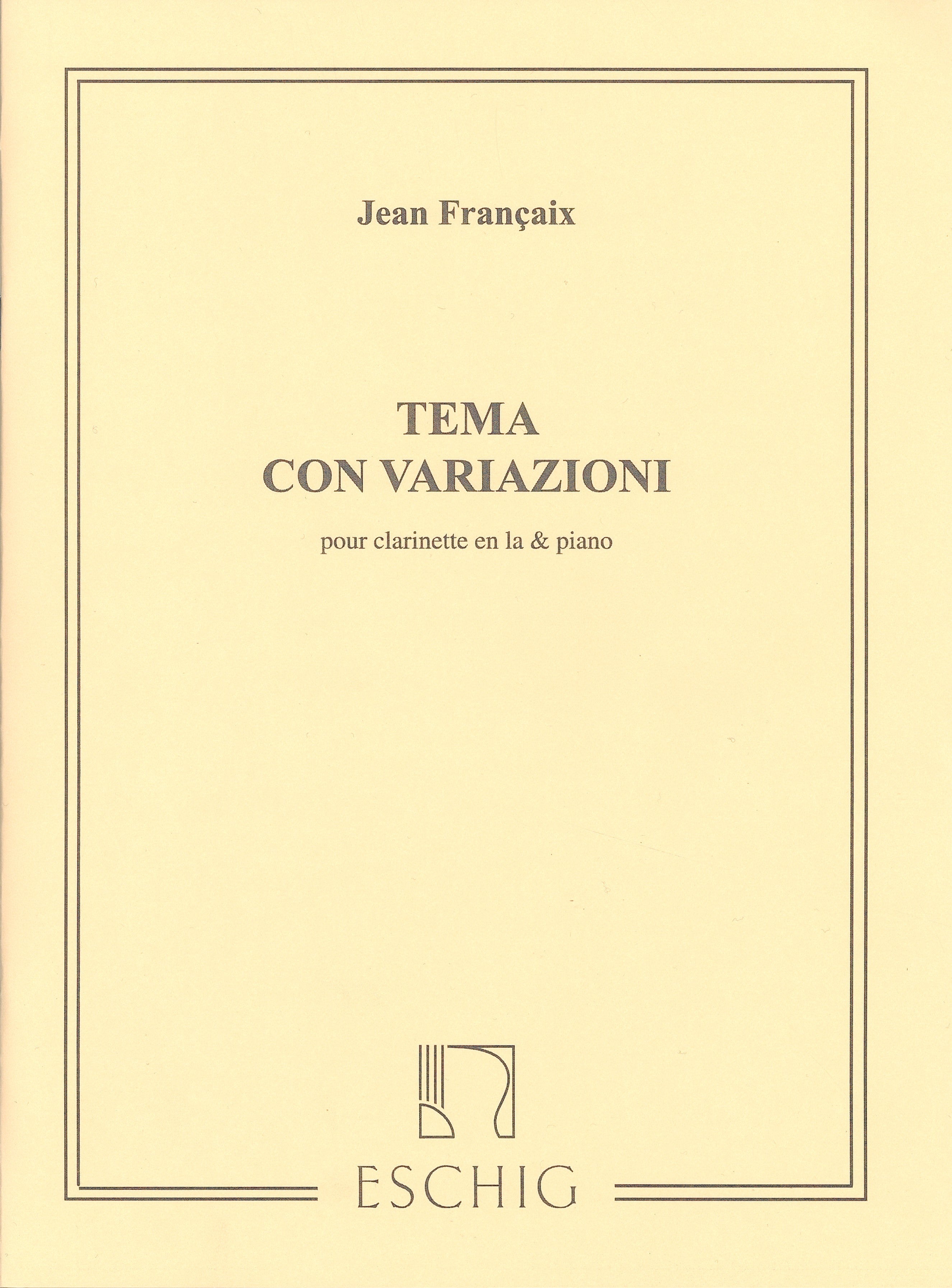 フランセ：主題と変奏／Tema con Variazioni（Cl.ソロ） - Jean