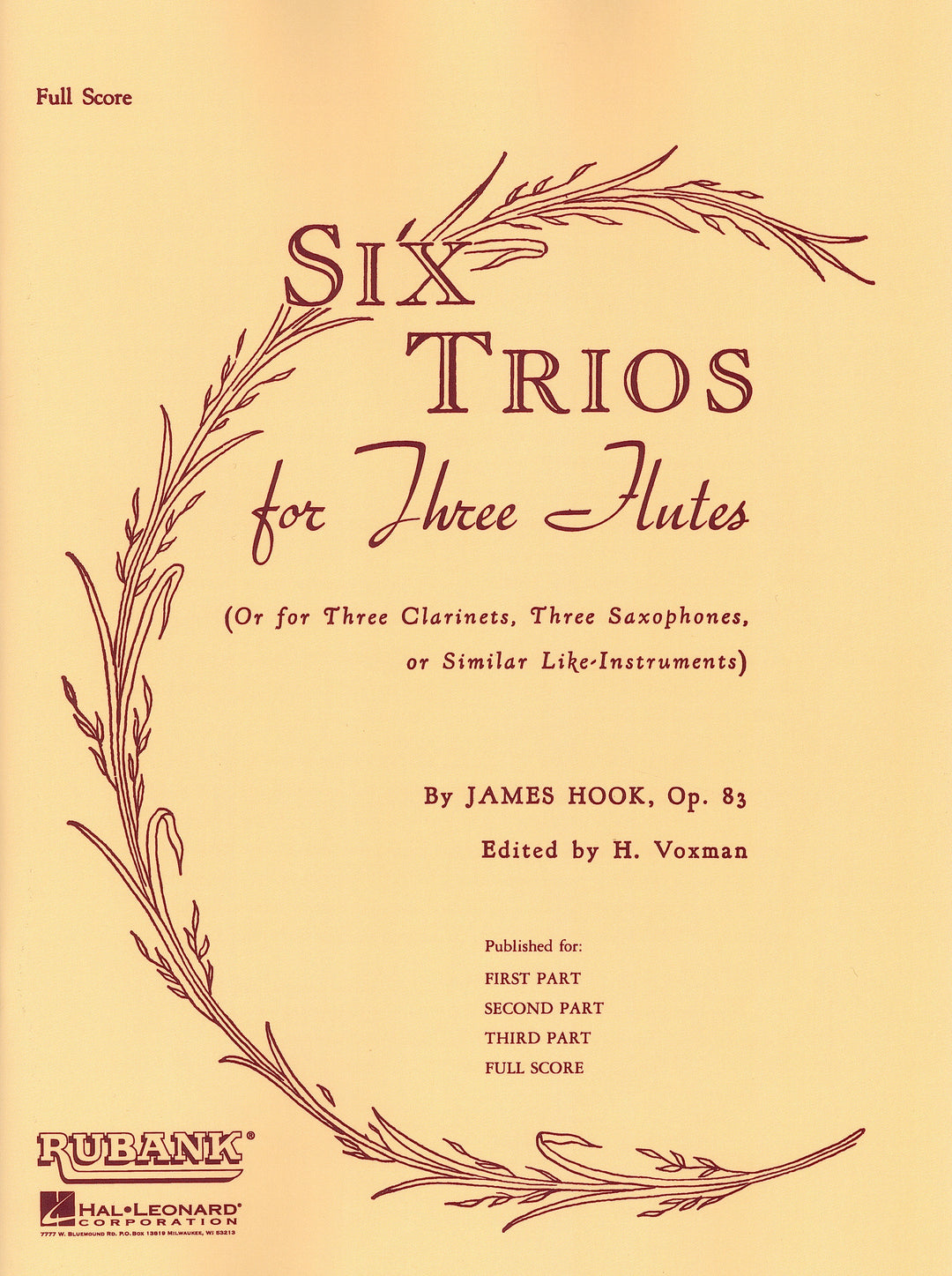 フルートのための6つの三重奏曲 作品83／Six Trios for Three Flutes
