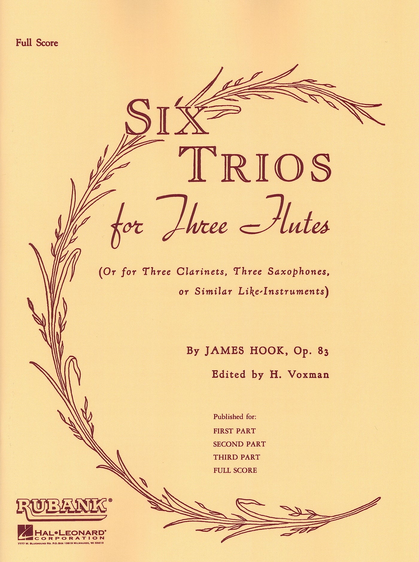 フルートのための6つの三重奏曲 作品83／Six Trios for Three Flutes, Op. 83