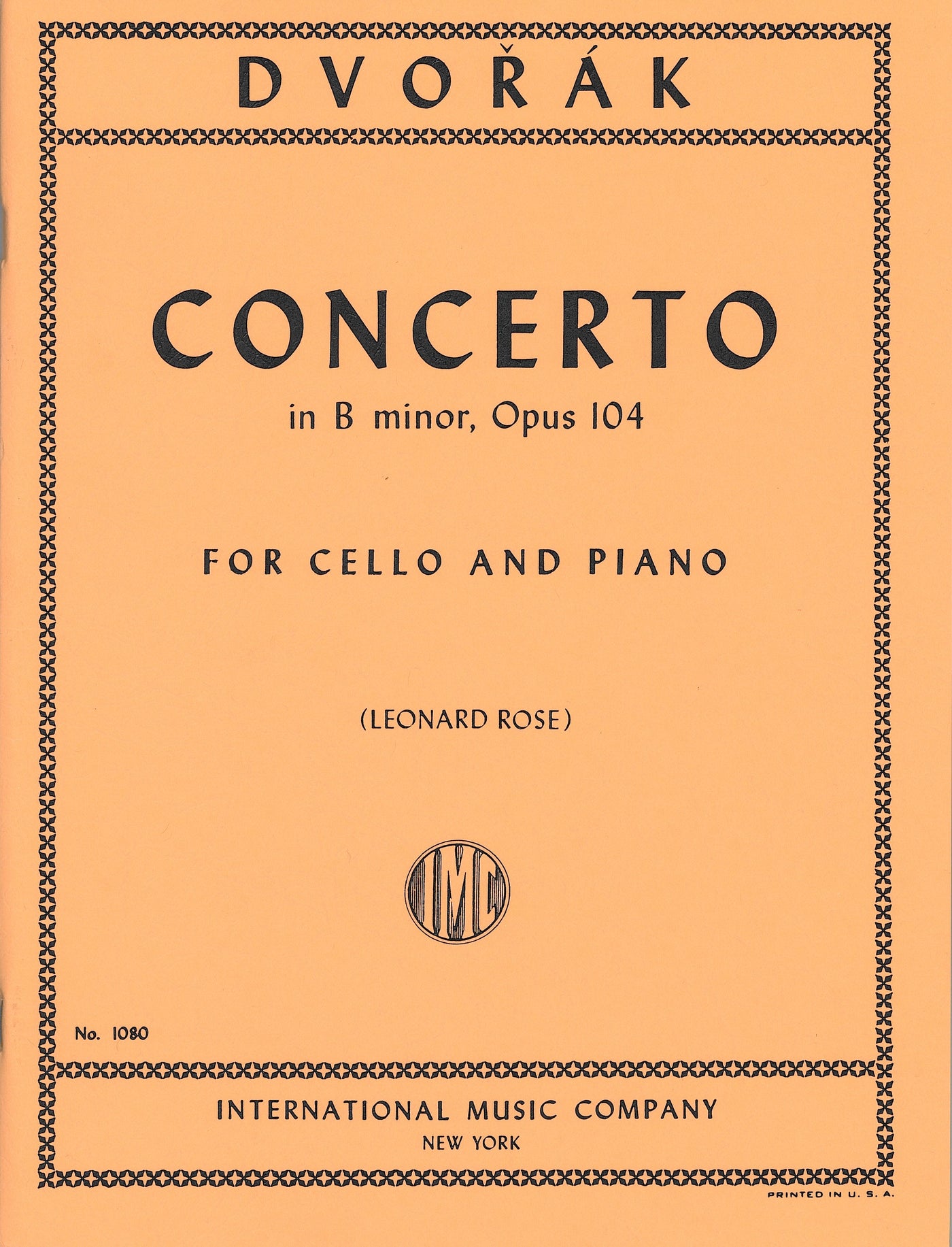 チェロ協奏曲 ロ短調 Op.104（チェロソロ）／Cello Concerto in B minor Opus 104