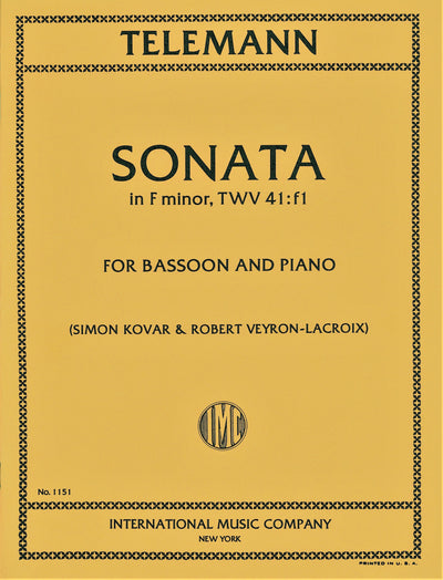 ファゴット・ソナタ ヘ短調 TWV 41:f1（ファゴットソロ）／Sonata in F minor (Bassoon & Piano)