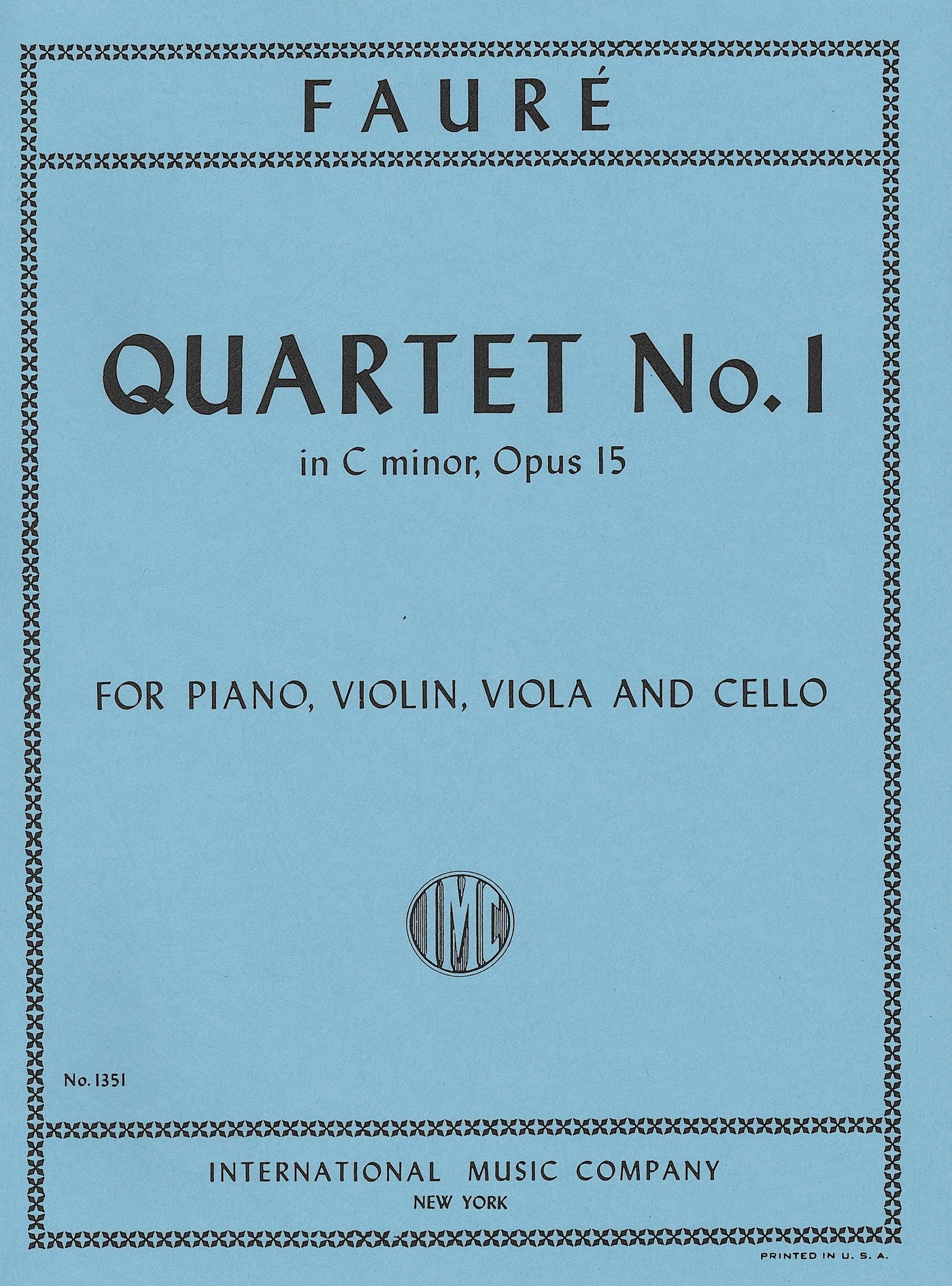 ピアノ4重奏曲 第1番 ハ短調 Op.15（ピアノ4重奏）／Piano Quartet No. 1 in C Minor Op. 15