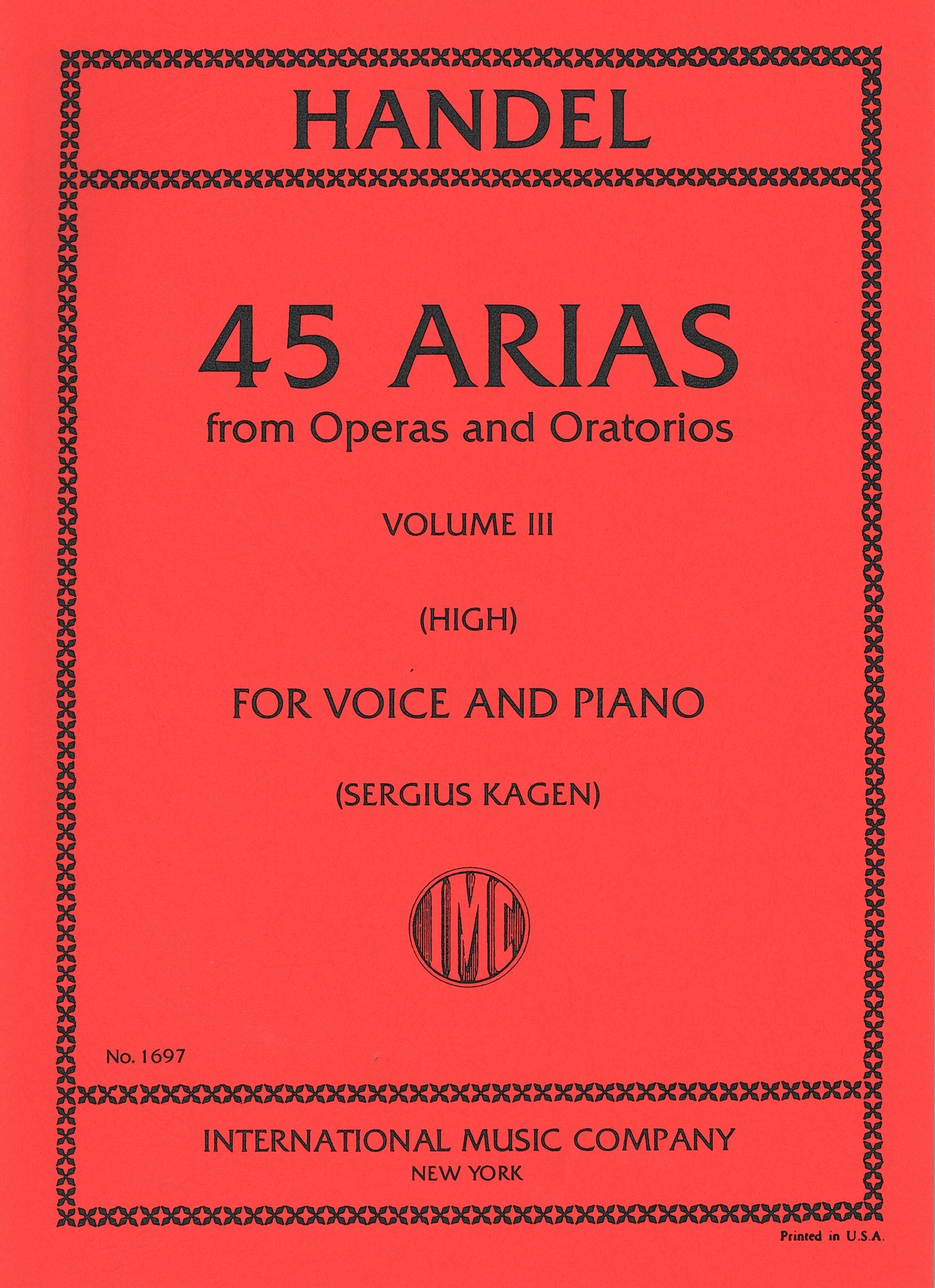 ヘンデル：45のアリア集 第3巻（高声用）／45 Arias Volume III (High Voice)