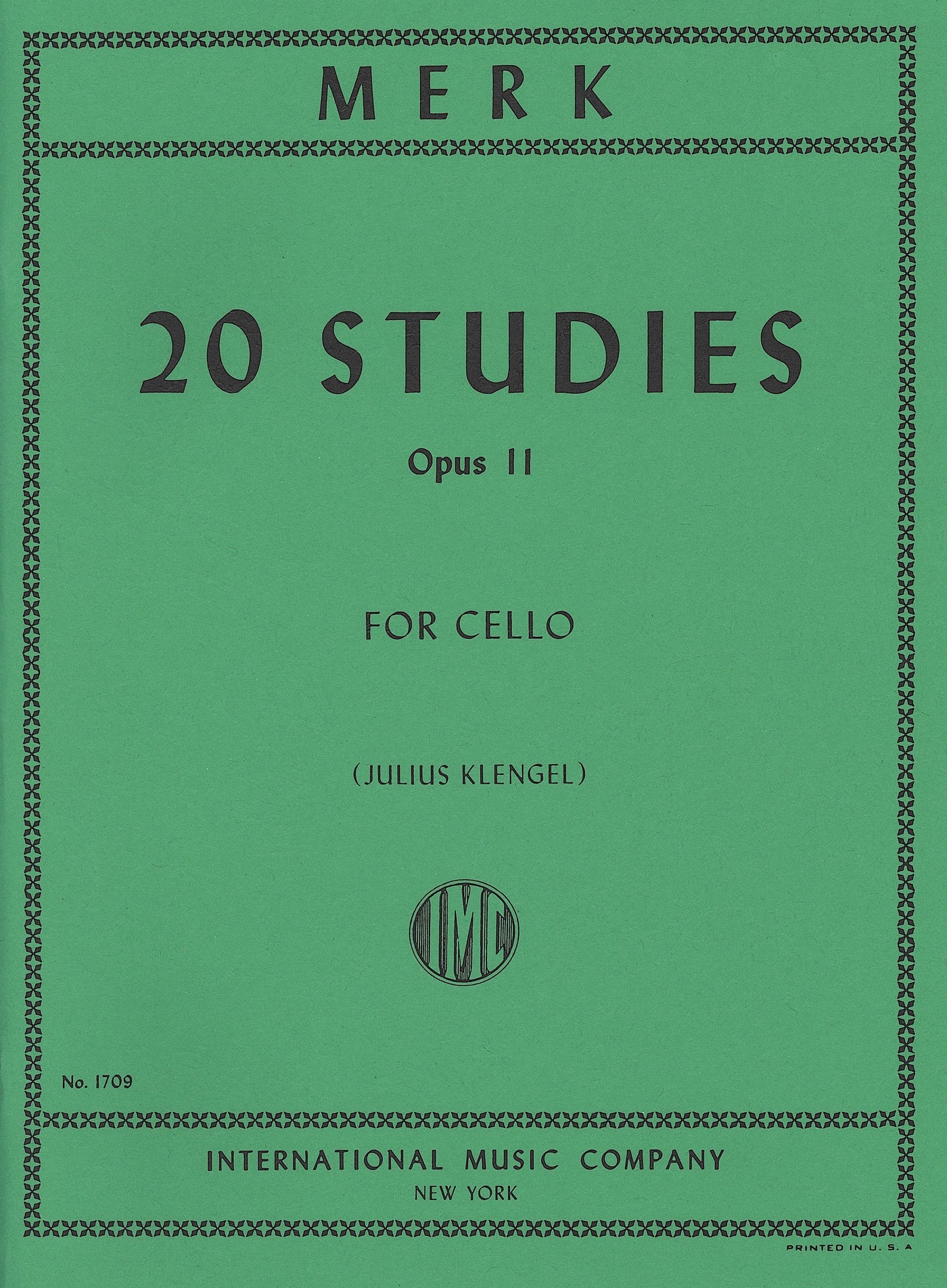 20の練習曲 Op.11（無伴奏チェロのための）（チェロ）／20 Studies Opus 11 (Merk)