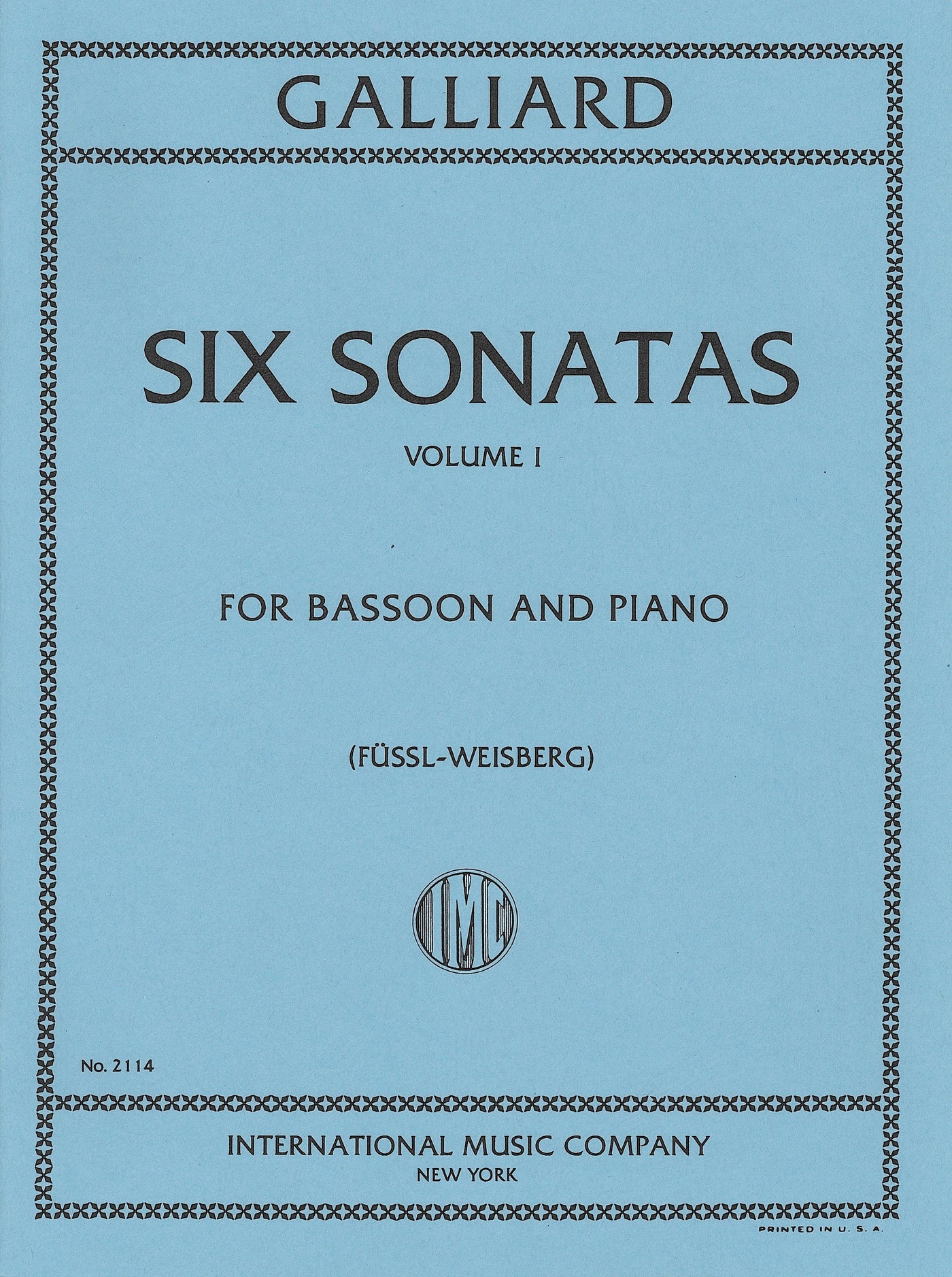 6つのファゴット・ソナタ 第1巻（1-3番）（ファゴットソロ）／Six Sonatas Volume I (Bassoon & Piano)