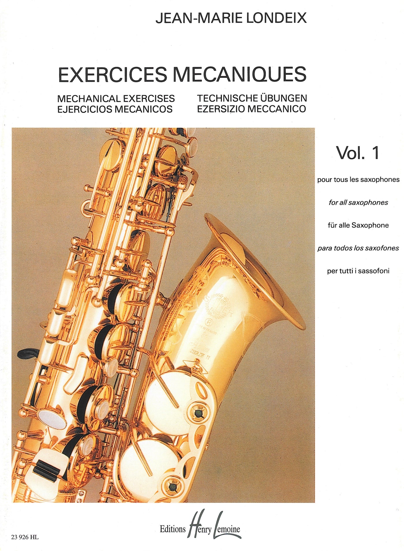 メカニズムの練習課題 第1巻（サックス）／Exercices Mecaniques Volume 1