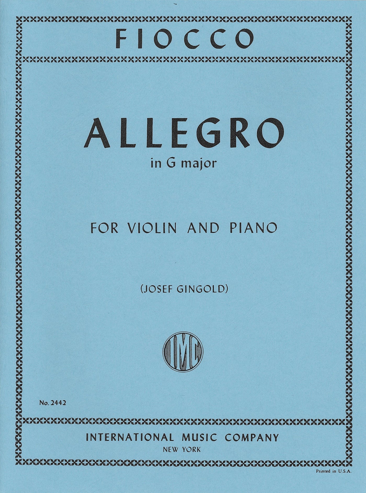 ヴァイオリンと弦楽合奏のためのアレグロ（ヴァイオリンソロ）／Allegro (Violin & Piano)