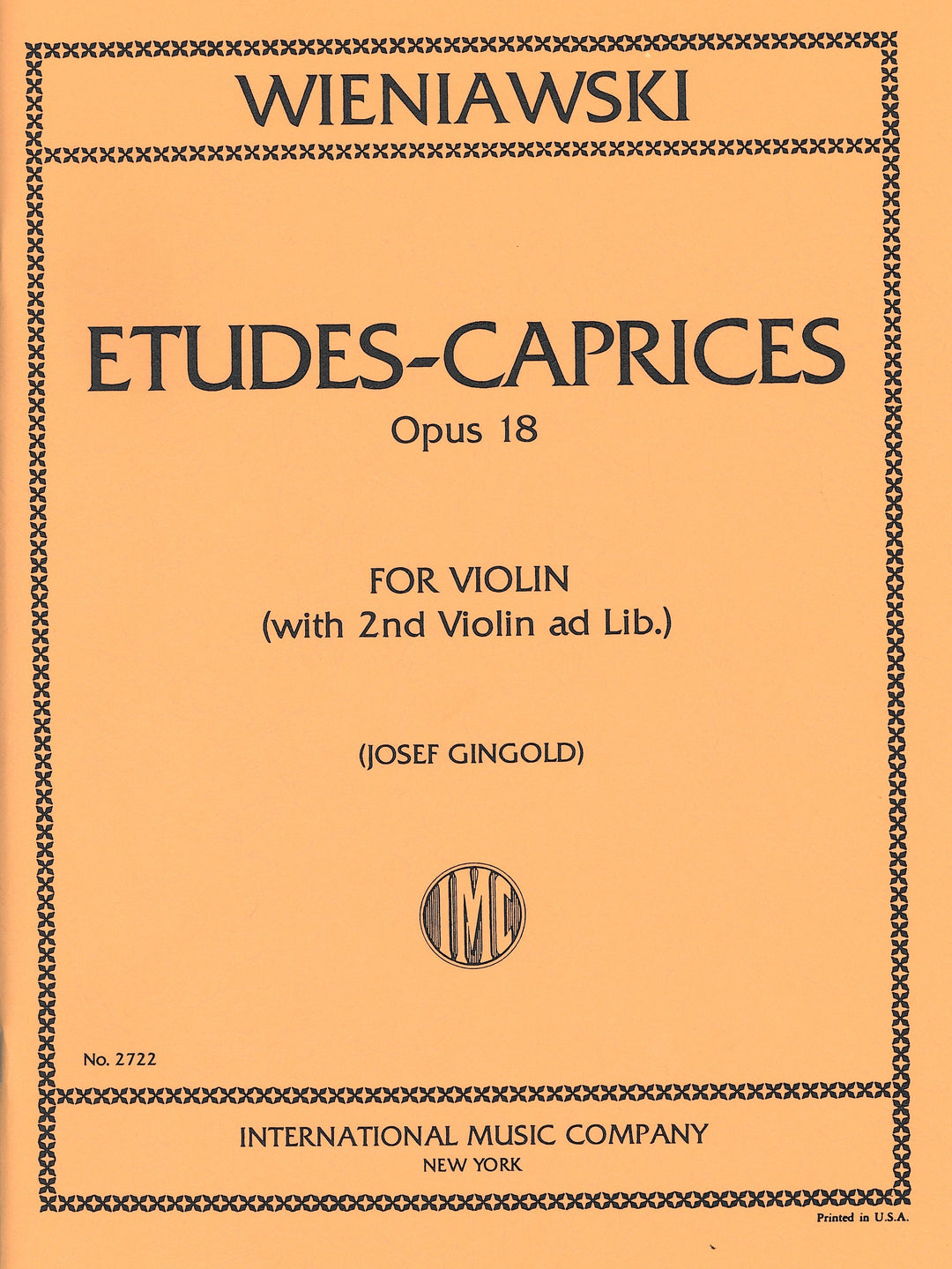 8つのエチュード・カプリス Op.18（ヴァイオリン）／8 Etudes-Caprices
