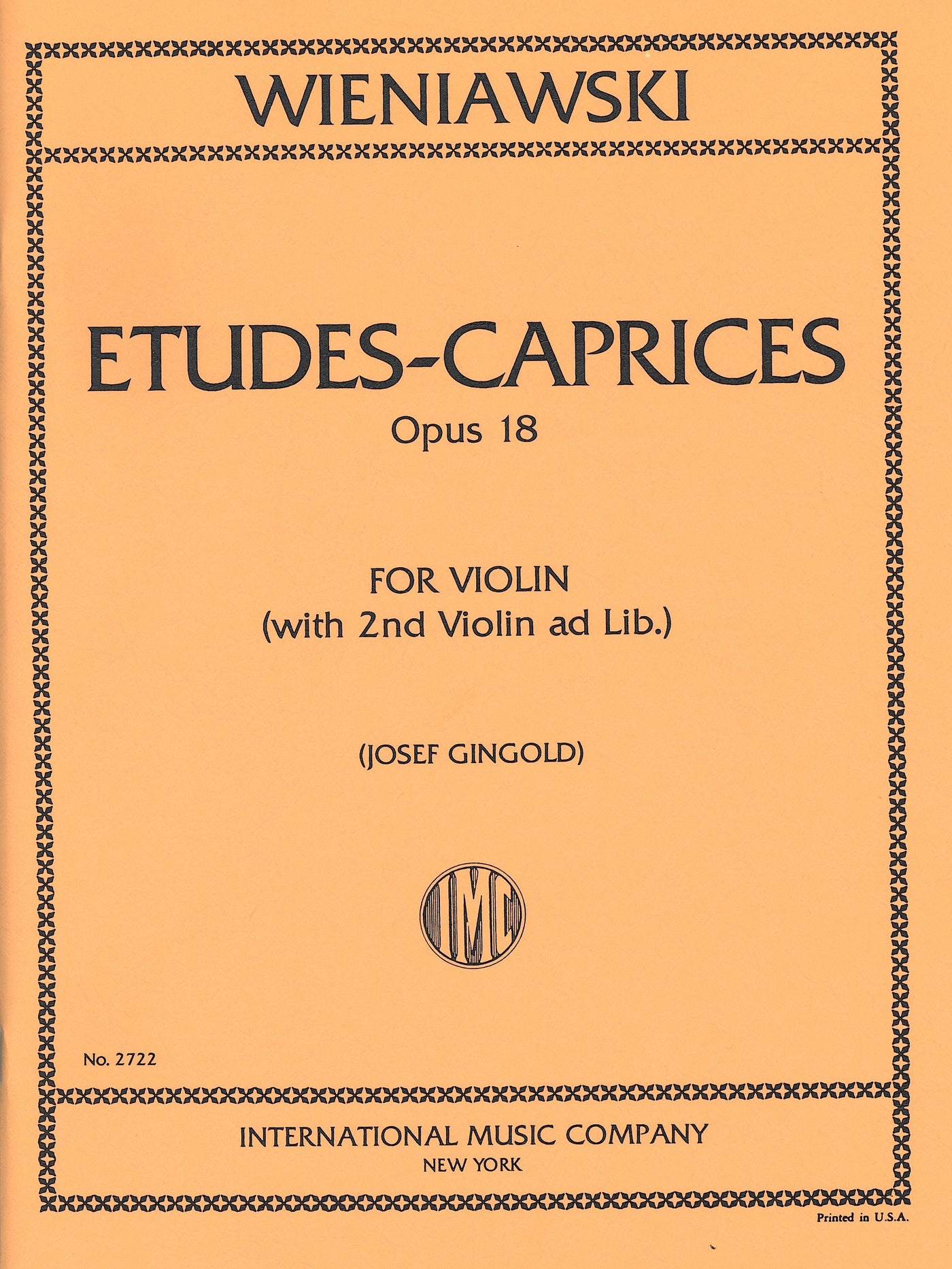 8つのエチュード・カプリス Op.18（ヴァイオリン）／8 Etudes-Caprices Opus 18