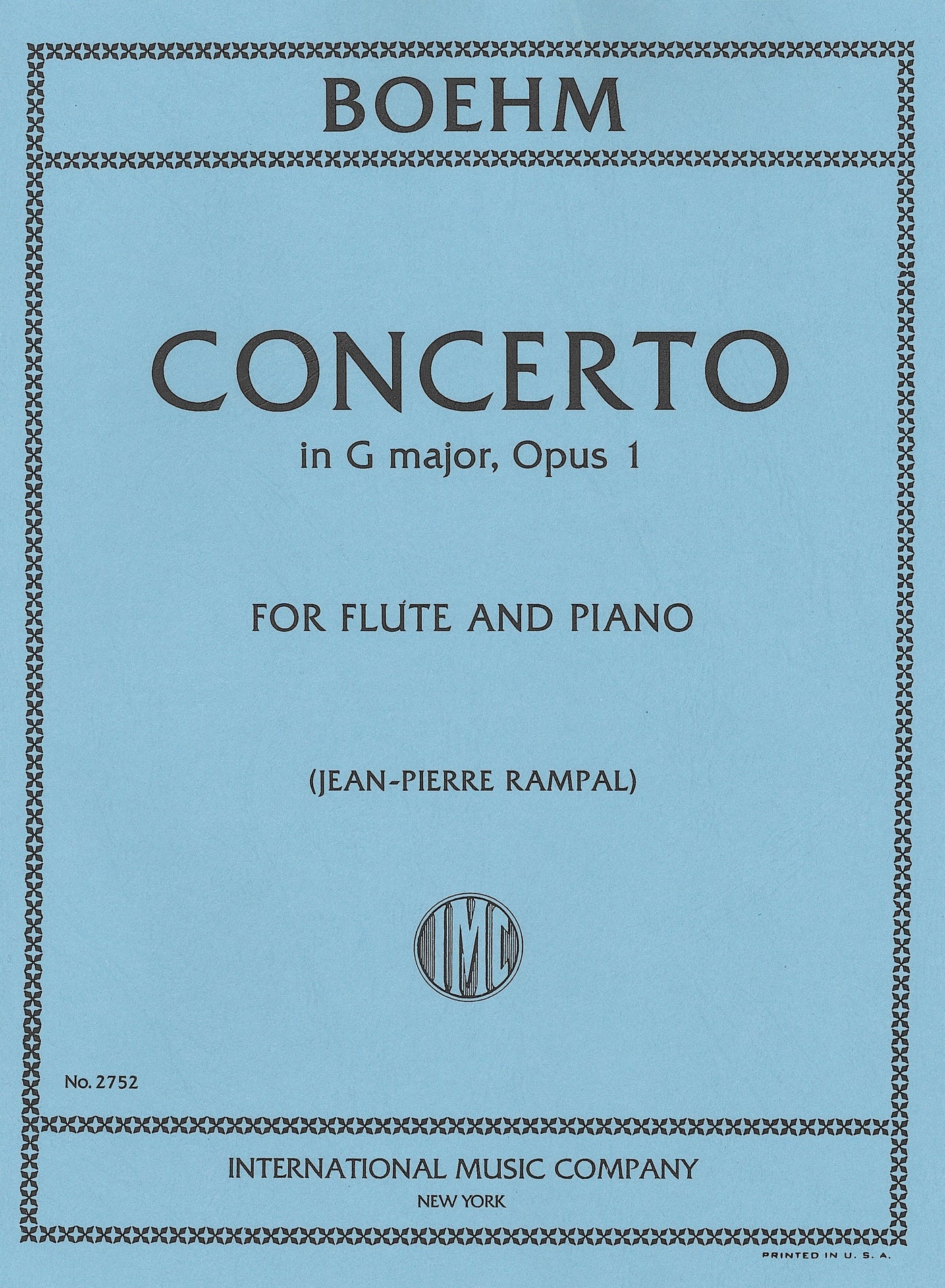 フルート協奏曲 ト長調 Op.1（フルートソロ）／Flute Concerto in G Major Opus 1