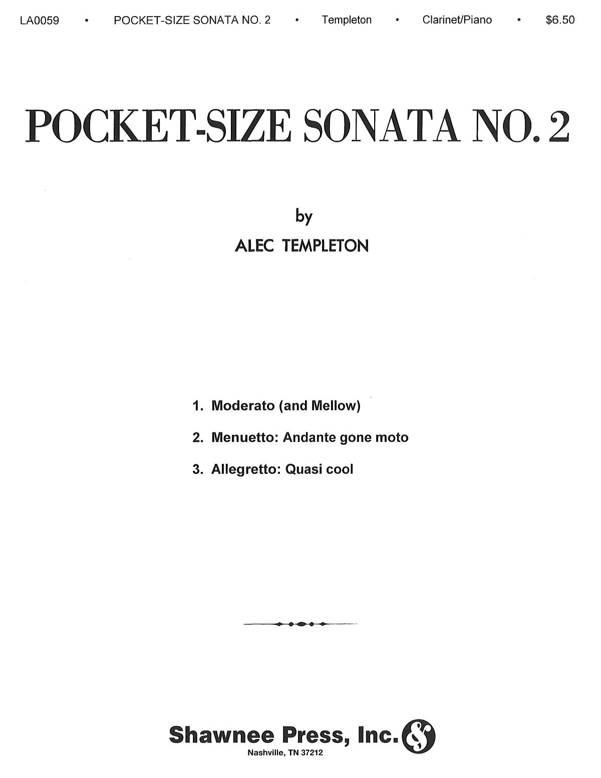 ポケット・サイズ・ソナタ 第2番（クラリネットソロ）／Pocket Size Sonata No. 2