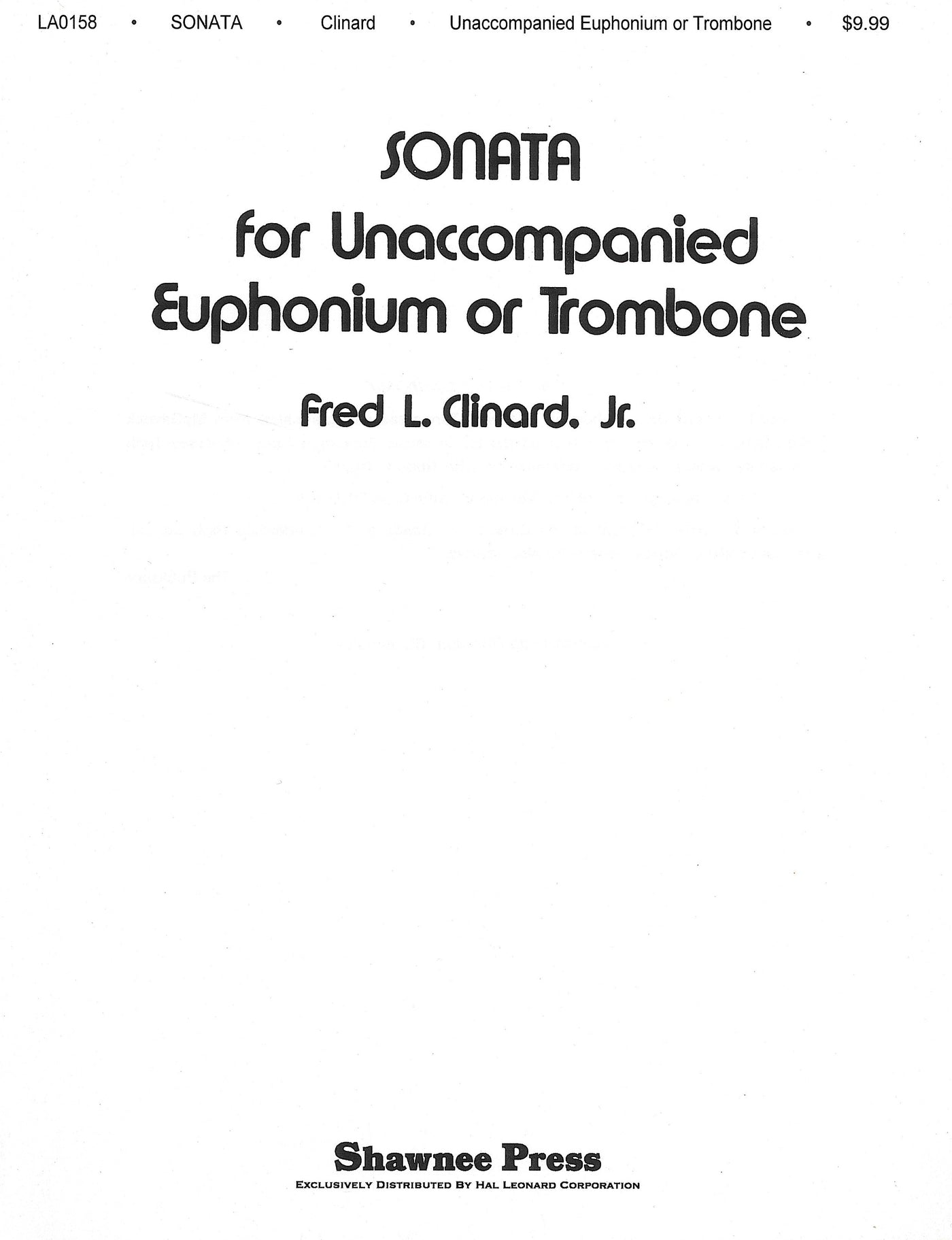 無伴奏ユーフォニアムのためのソナタ（トロンボーンソロ）／Sonata (Euphonium or Trombone Solo)