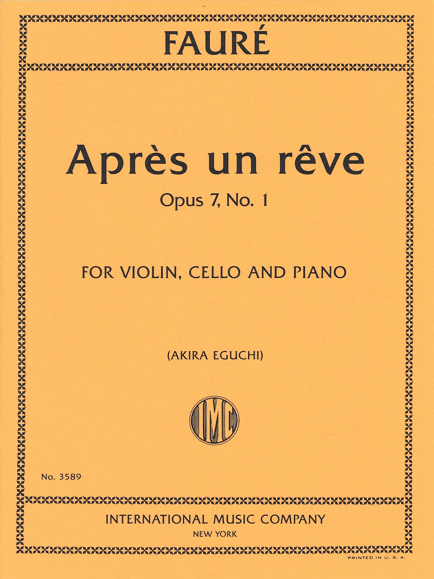 夢のあとに Op.7 No. 1（ピアノ3重奏）／Apres un Reve Op. 7 No. 1 (Piano Trio)