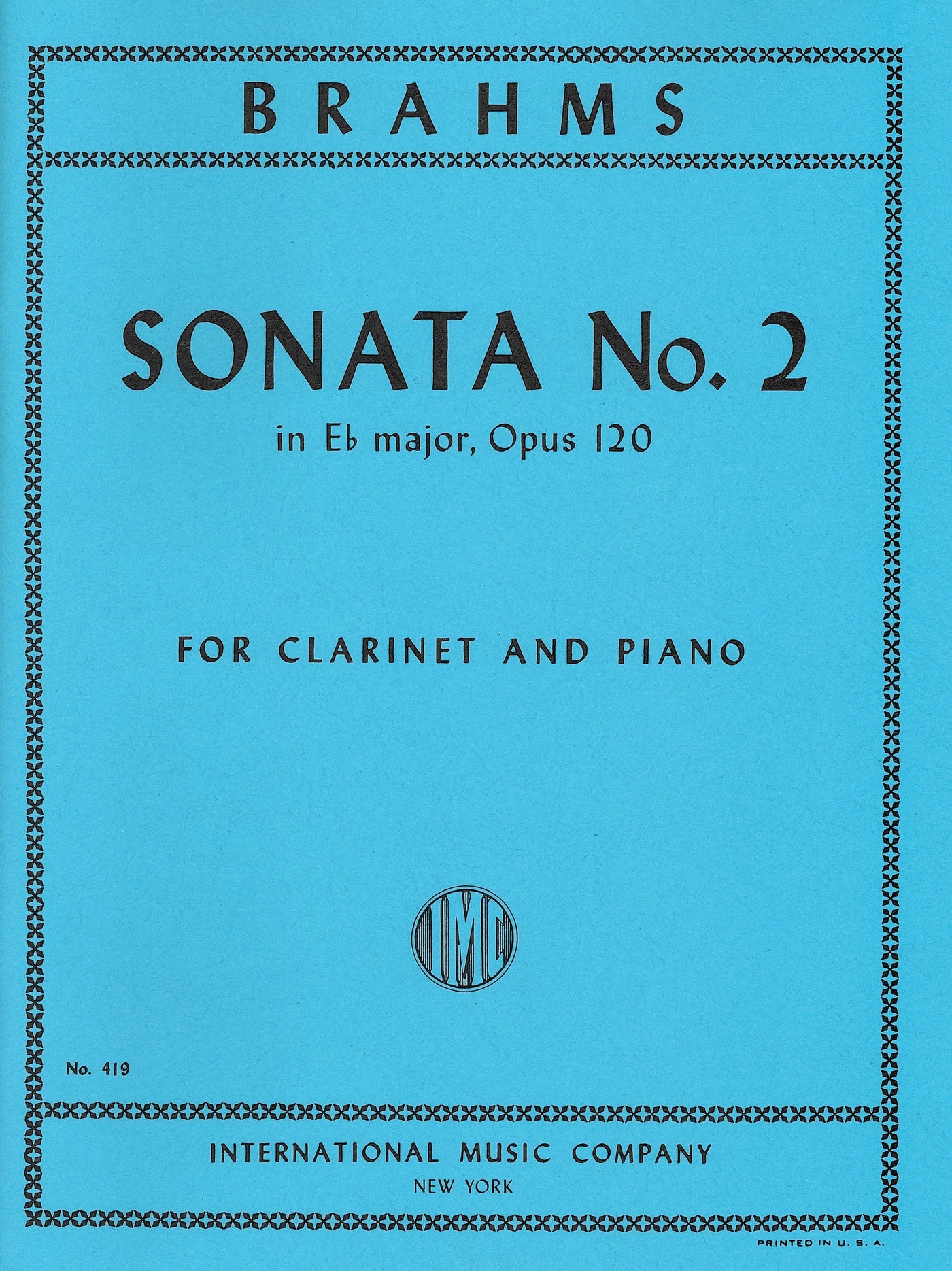 クラリネット・ソナタ 第2番 変ホ長調 Op.120 No. 2（クラリネットソロ）／Clarinet Sonata No. 2 in Eb Major Op. 120