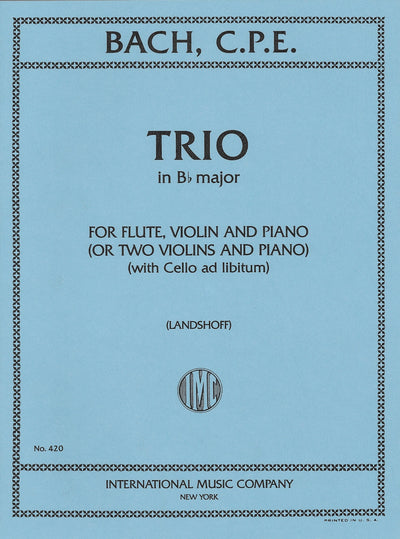 3重奏曲 変ロ長調（トリオ・ソナタ H. 578 Wq. 161-2）／Trio in Bb Major (Flute(Violin)/Violin/Piano)