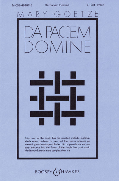 主よ、平和を与えたまえ (ダ・パーチェム・ドミネ)／Da Pacem Domine (4-Part Treble a cappella)