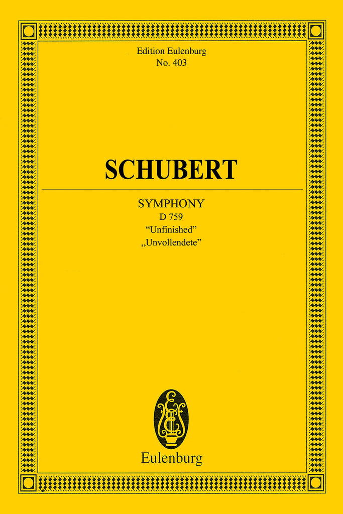 シューベルト　symphonies 1-8 / Dialog & Epilog 交響曲 第8番 ロ短調 D. 759 「未完成」（Study Score）／Symphony No