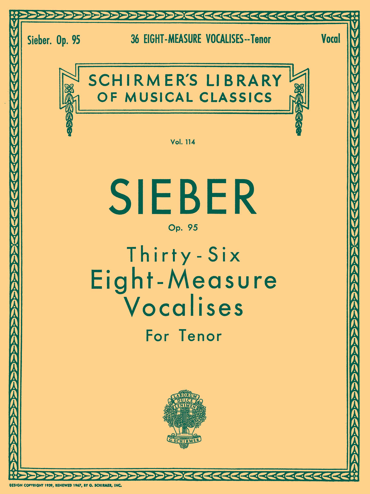 36の8小節のヴォカリーズ Op.95 （テナー）／36 Eight-Measure Vocalises Op. 95 (Tenor) (Schirmer Library of Classics Volume 114)