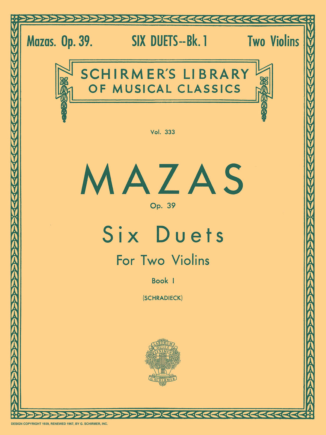 6 Duets Op. 39 Book 1 (Violin Duet) - Jacques F. Mazas – ウィンズ
