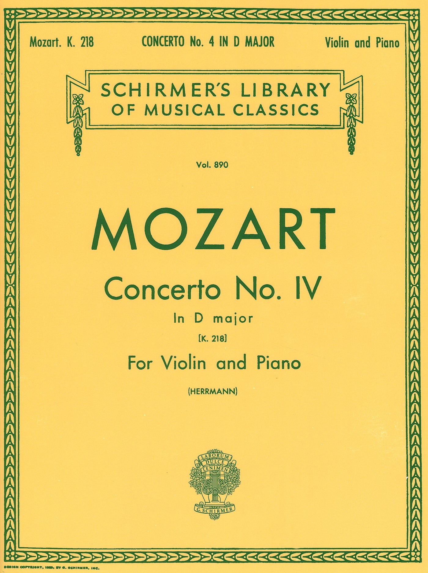 ヴァイオリン協奏曲 第4番 ニ長調 K. 218（ヴァイオリンソロ）／Concerto No. 4 in D Major K.218 (Violin & Piano)