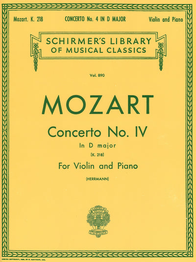 ヴァイオリン協奏曲 第4番 ニ長調 K. 218（ヴァイオリンソロ）／Concerto No. 4 in D Major K.218 (Violin & Piano)