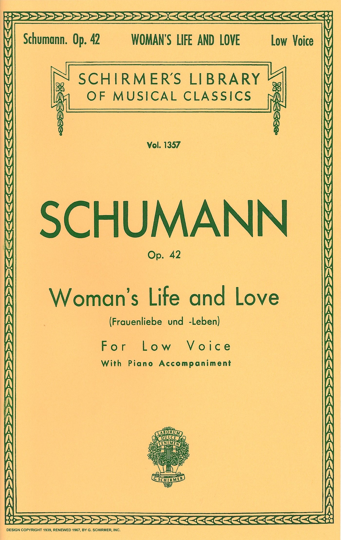 女の愛と生涯（低声用）／Woman's Life and Love (Frauenliebe und Leben)