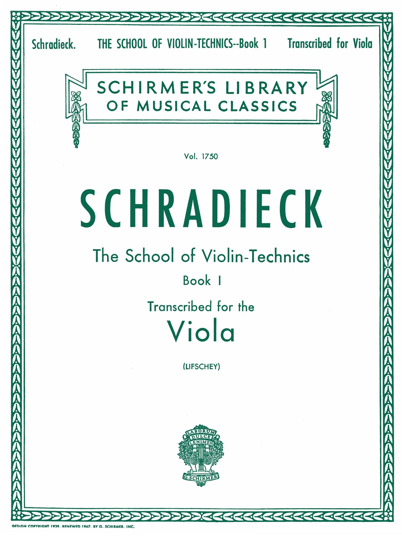 ヴァイオリン技巧教本第1巻（ヴィオラ）／School of Violin Technics Op. 1 Book 1 (Viola)