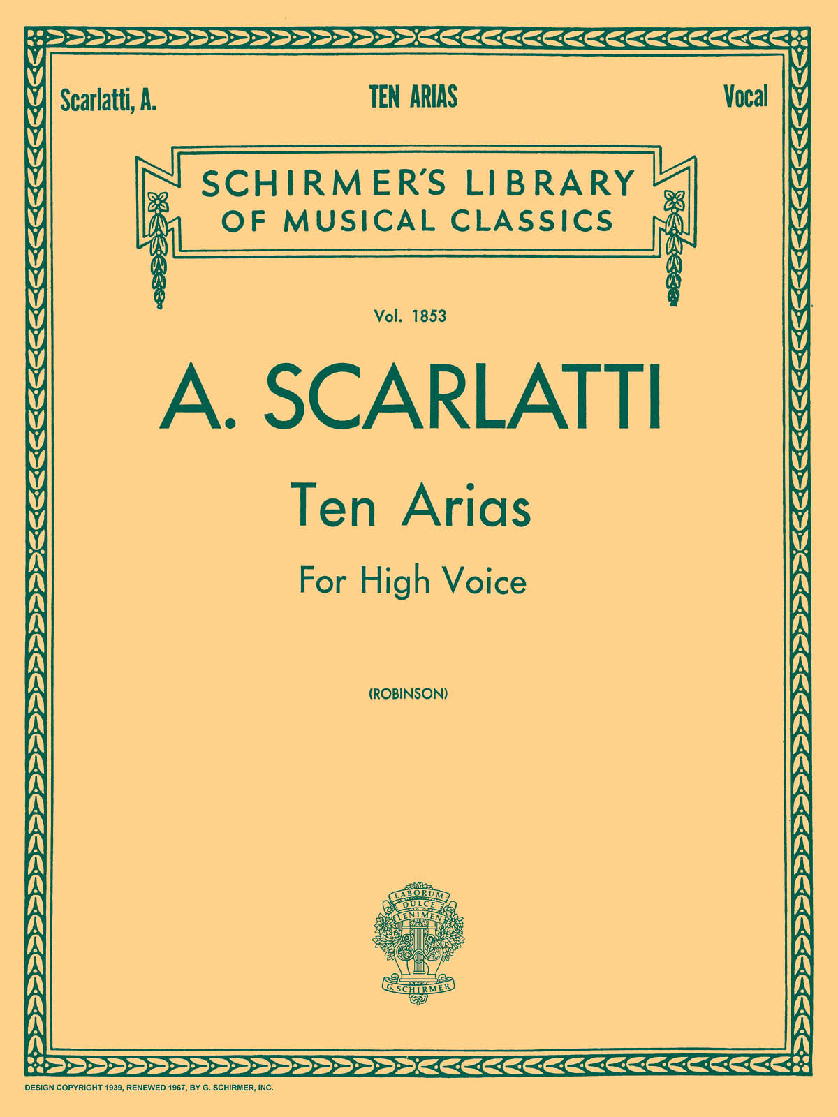 10 Arias (Schirmer Library of Classics Volume 1853 High Voice)