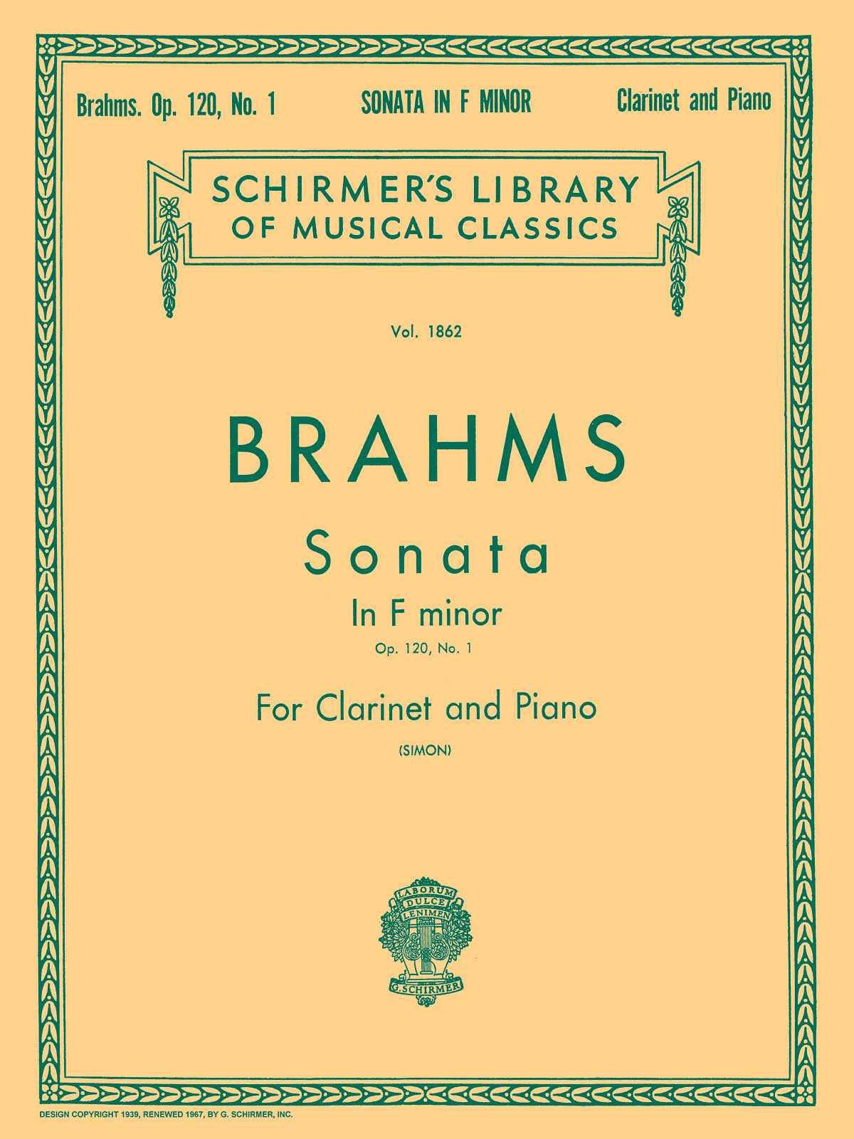 クラリネット・ソナタ 作品120 第1番（クラリネットソロ）／Clarinet Sonata in F Minor Op. 120 No. 1