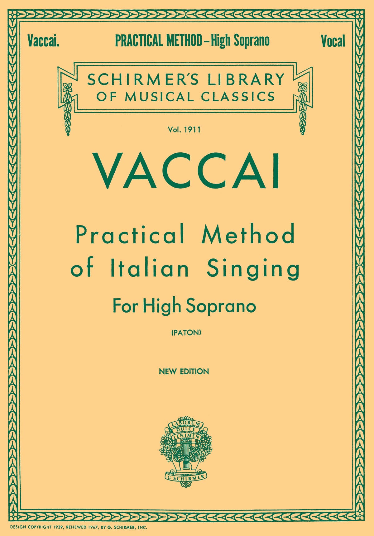 ヴァッカイ声楽教本（ハイソプラノ）／Practical Method of Italian Singing (High Soprano)