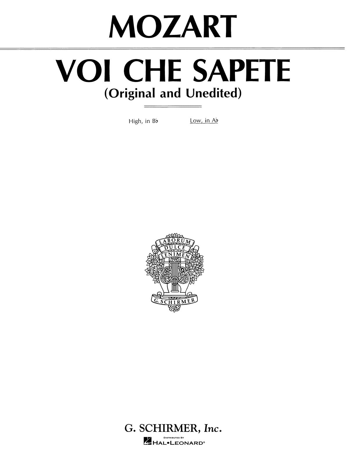 歌劇「ﾌｨｶﾞﾛの結婚」より 恋とはどんなものかしら（中声/ｷｰ：Ab）／Voi che sapete from Le Nozze di Figaro (Alto)