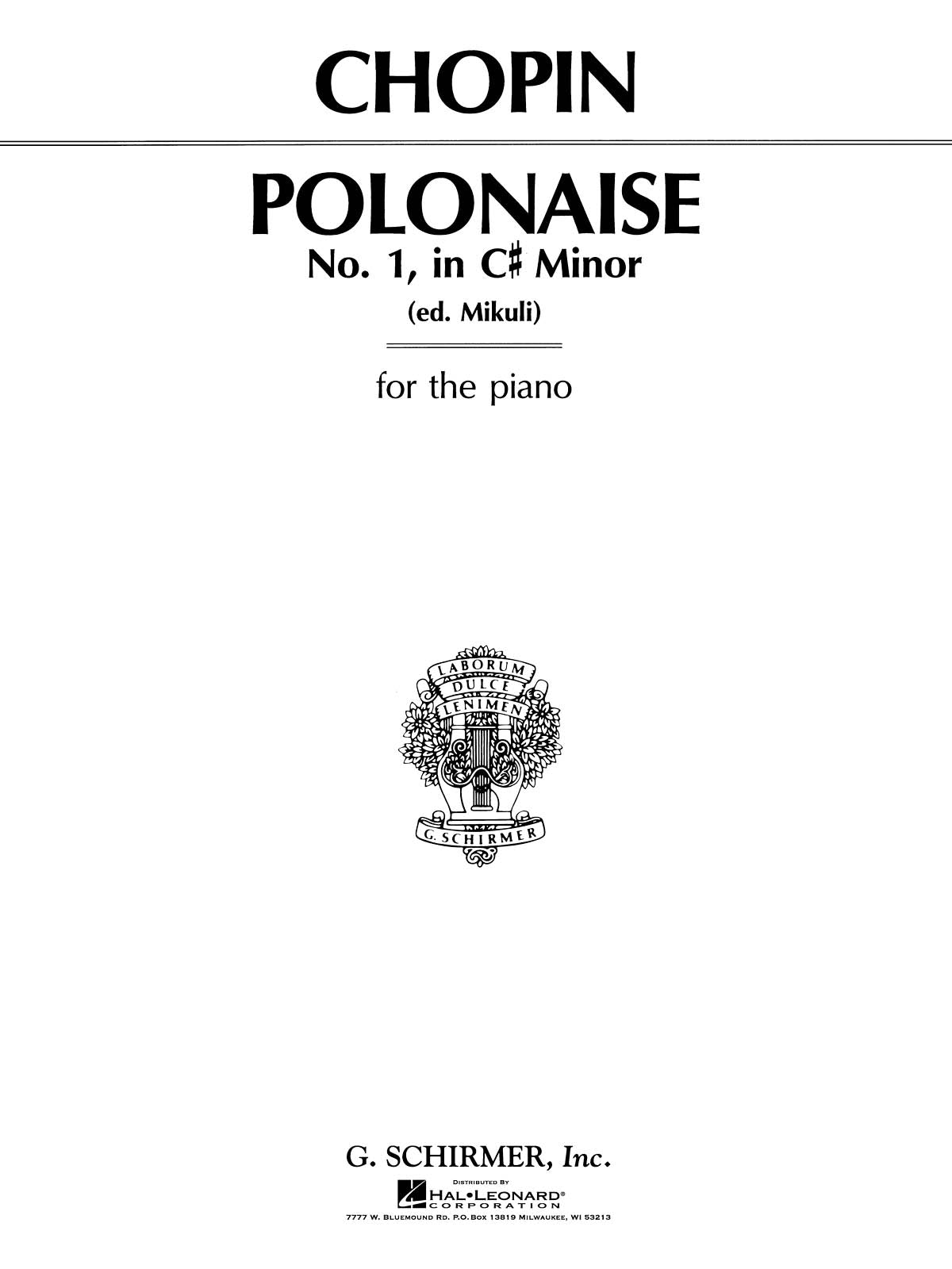 ポロネーズ 第1番 嬰ハ短調 Op.26-1（ピアノソロ）／Polonaise Op. 26 No. 1 in C-sharp Minor