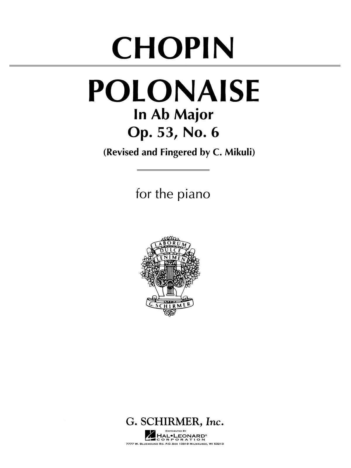 英雄ポロネーズ 変イ長調 Op.53 No. 6（ピアノソロ）／Polonaise in Ab Major Op. 53 No. 6