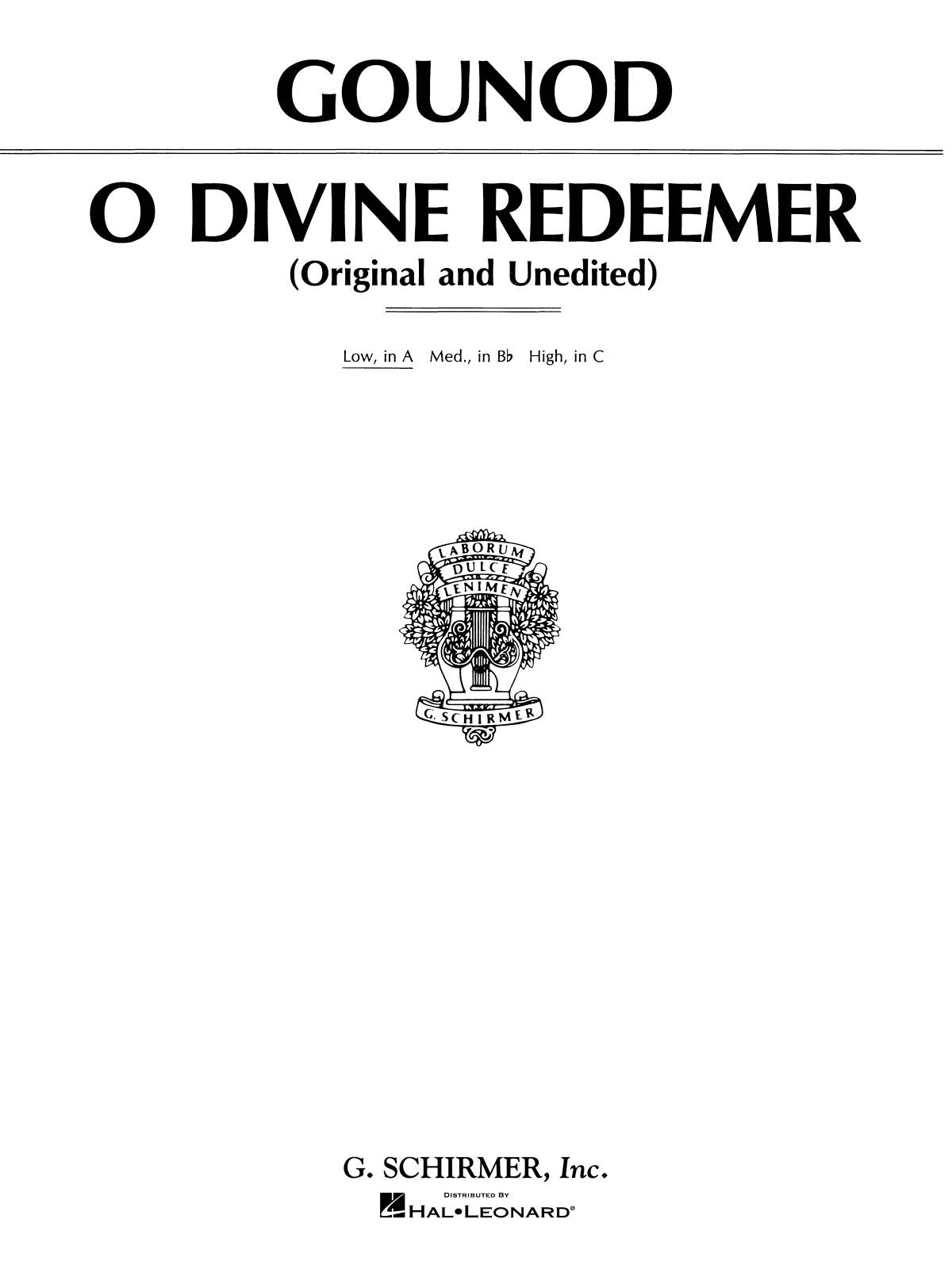 O Divine Redeemer (Low Voice)