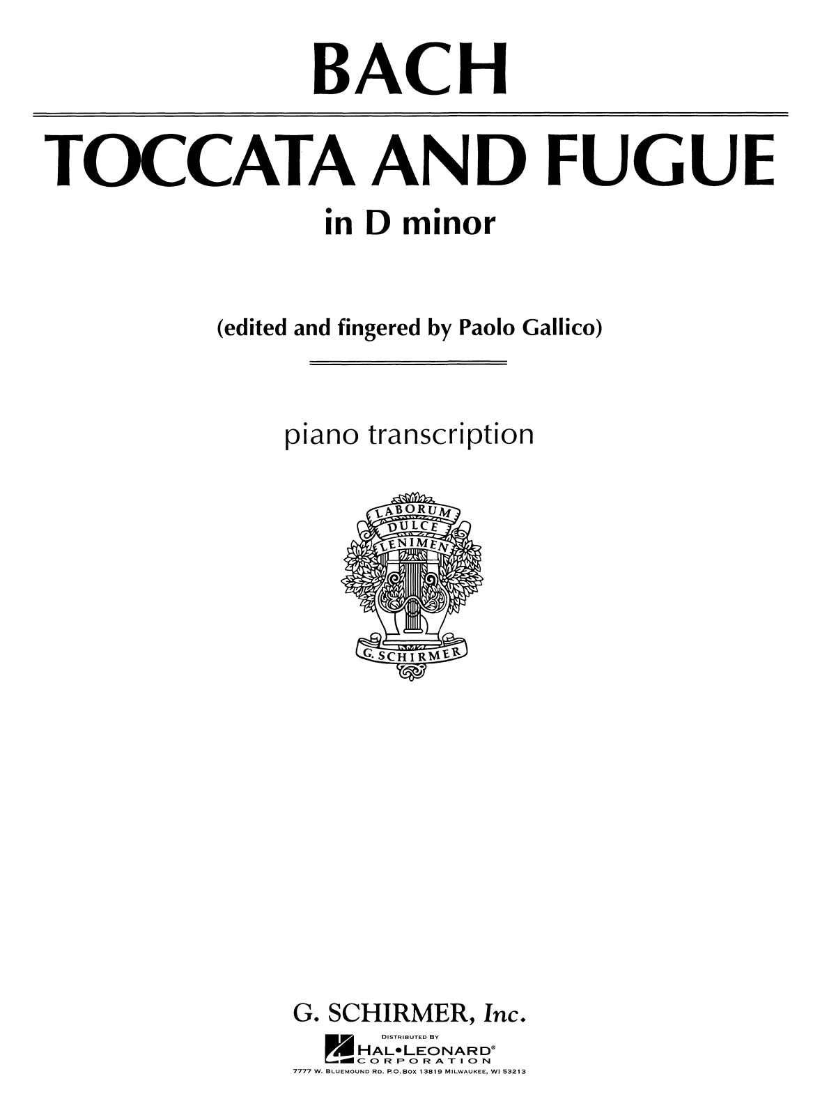 Toccata and Fugue in D Minor BWV565 (Piano Solo)