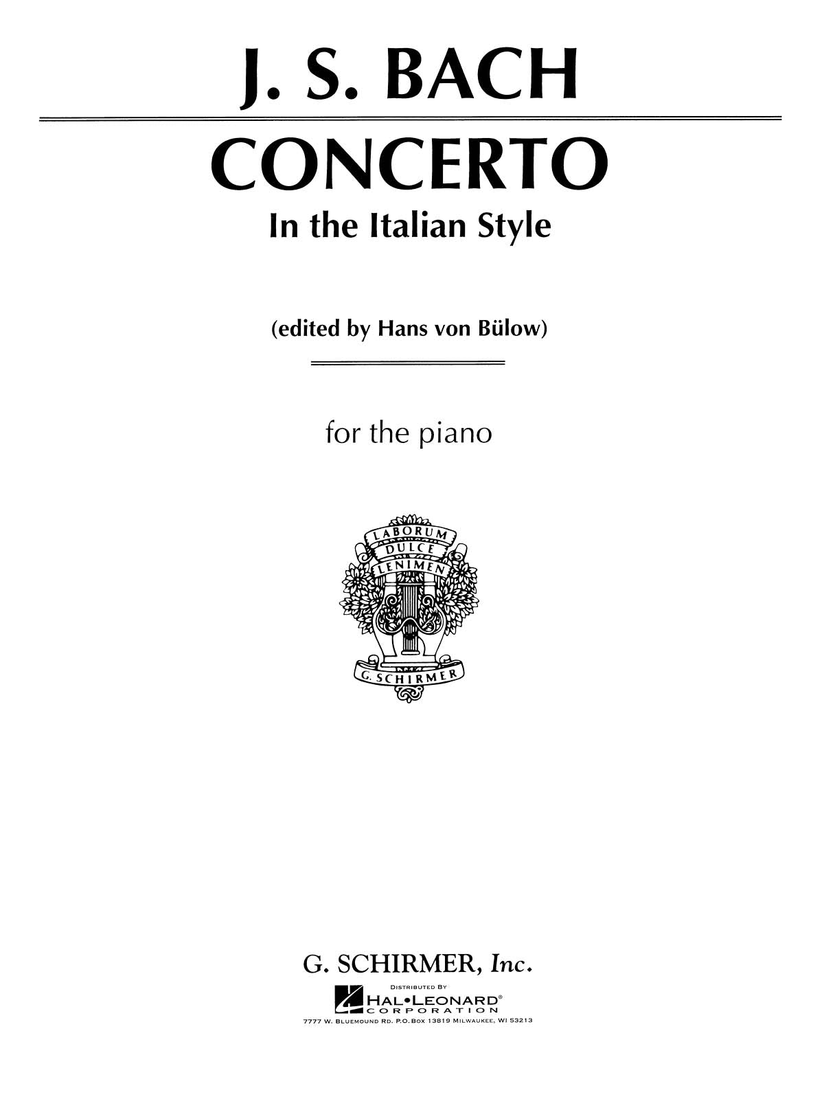 イタリア協奏曲(Piano Solo)／Concerto in the Italian Style