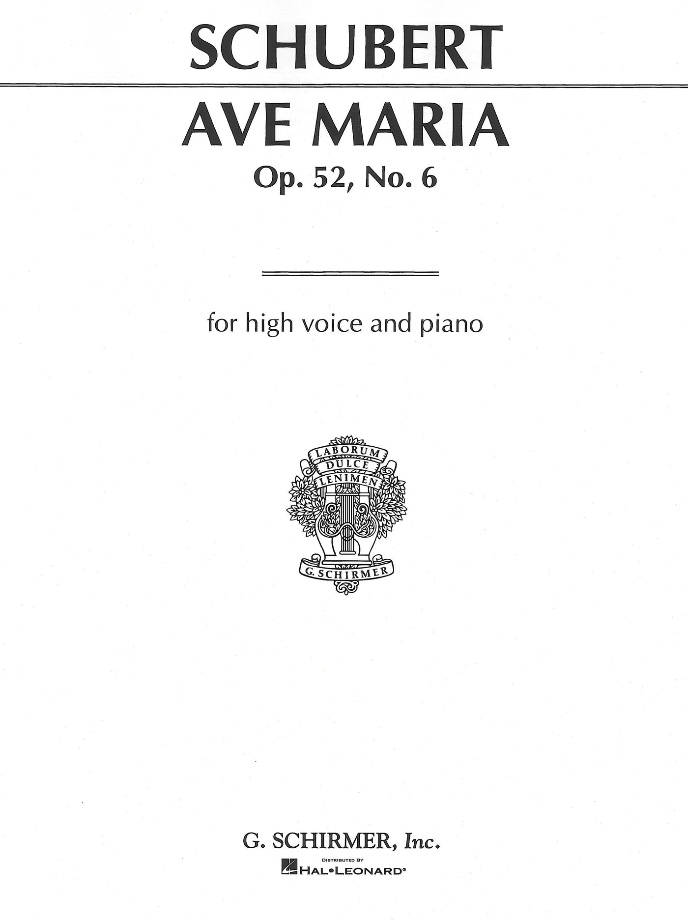 アヴェ・マリア（ピアノソロ）／Ave Maria Op. 52 No. 6 (High Voice)