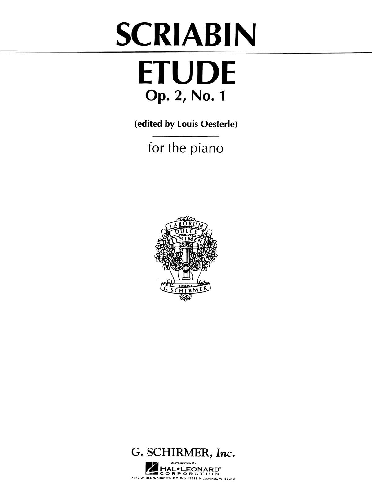 3つの小品 第1曲 練習曲嬰 ハ短調 Op.2 No. 1（ピアノソロ）／Etude in C Minor Op. 2 No. 1