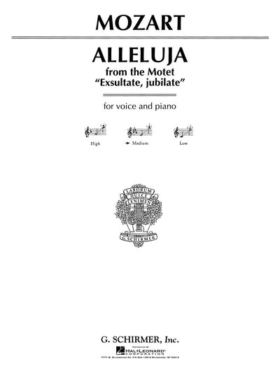 アレルヤ（モテット「踊れ、喜べ、汝幸いなる魂よ」より）（中声用）／Alleluia (from Exsultate Jubilate) (Medium Voice)