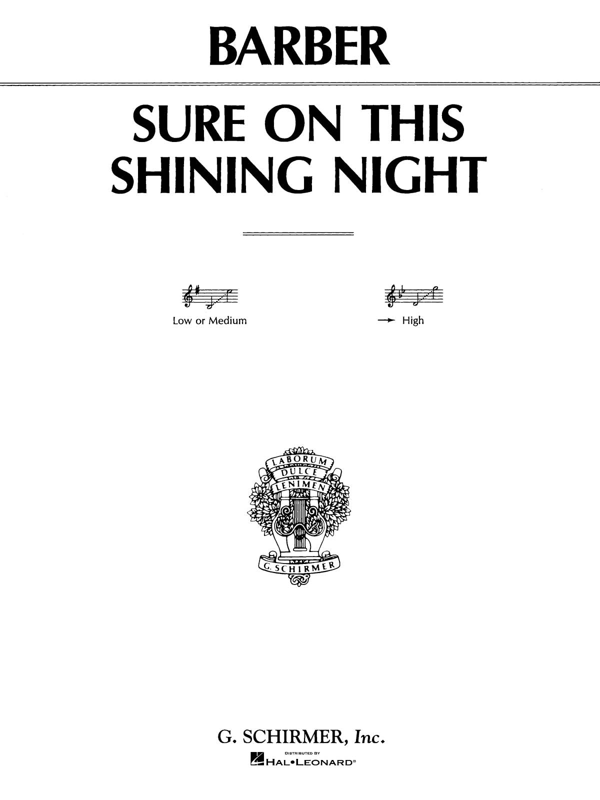 この輝ける夜に Op.13 No. 3／Sure on This Shining Night (High Voice)